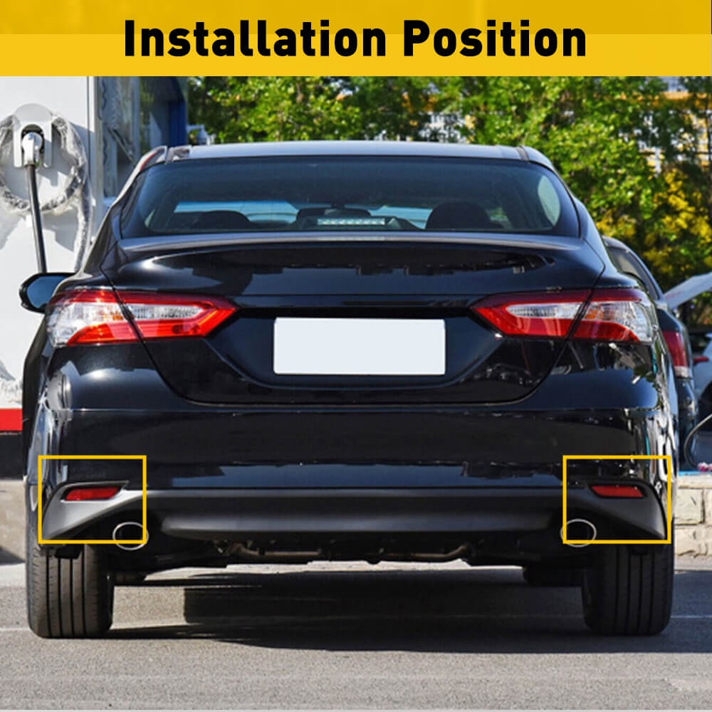 Red Rear Bumper Reflector Lamp Case for 2018-2021 Toyota Camry - Left & Right Pair - Enhances Nighttime Visibility & Safety for Sedan Drivers
