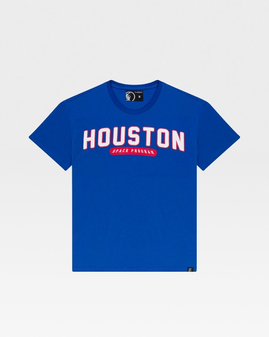 Houston Royal Blue Sports T-Shirt for Men - Comfortable Cotton Athletic Tee for Running, Gym & Casual Wear