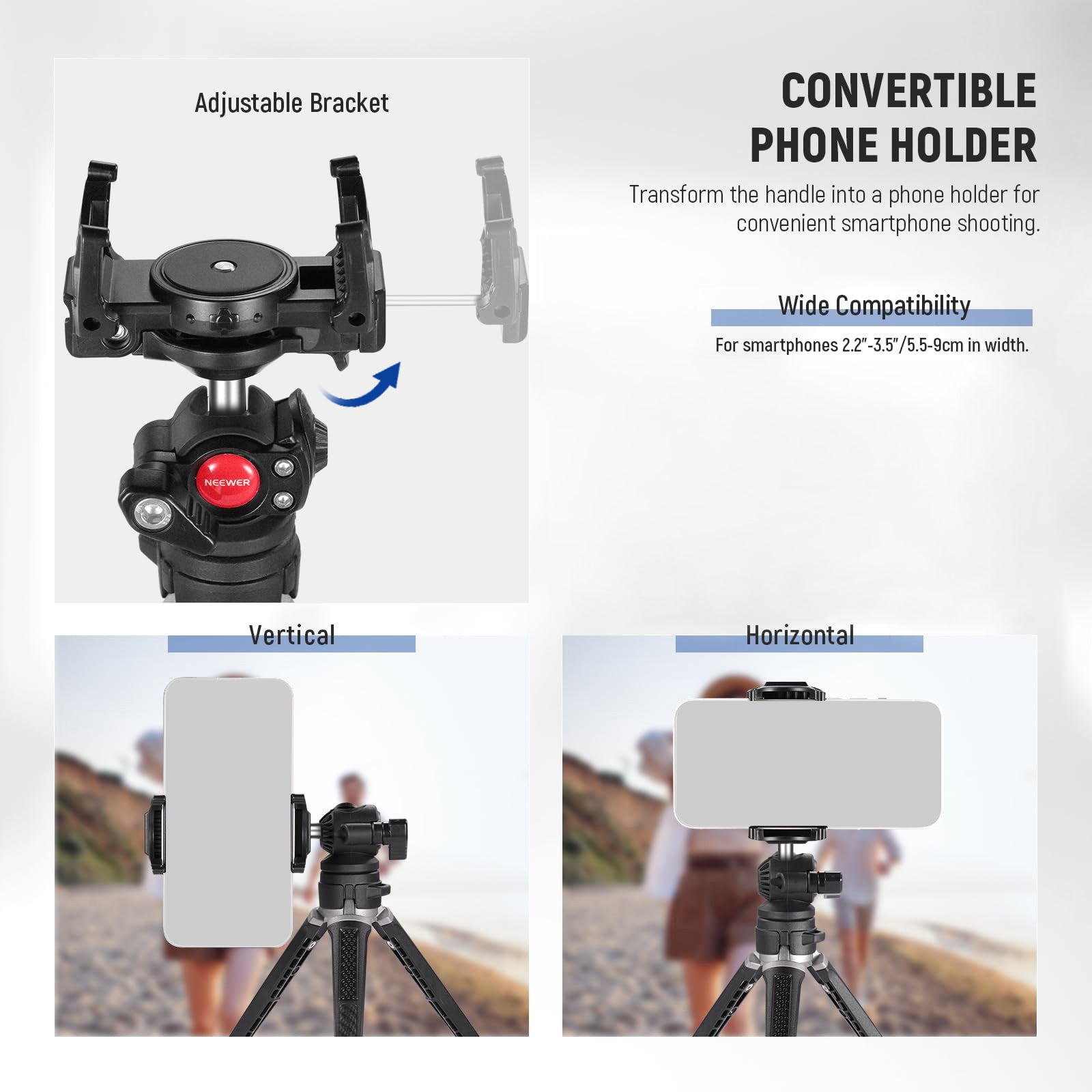 NEEWER TS006 Mini Desktop Tripod Stand - Compact Lightweight Aluminum Alloy Camera Tripod for DSLR Cameras, Smartphones, Webcams, and Vlogging - Perfect for Home Office, YouTube Streaming, Travel Photography & Video Shooting