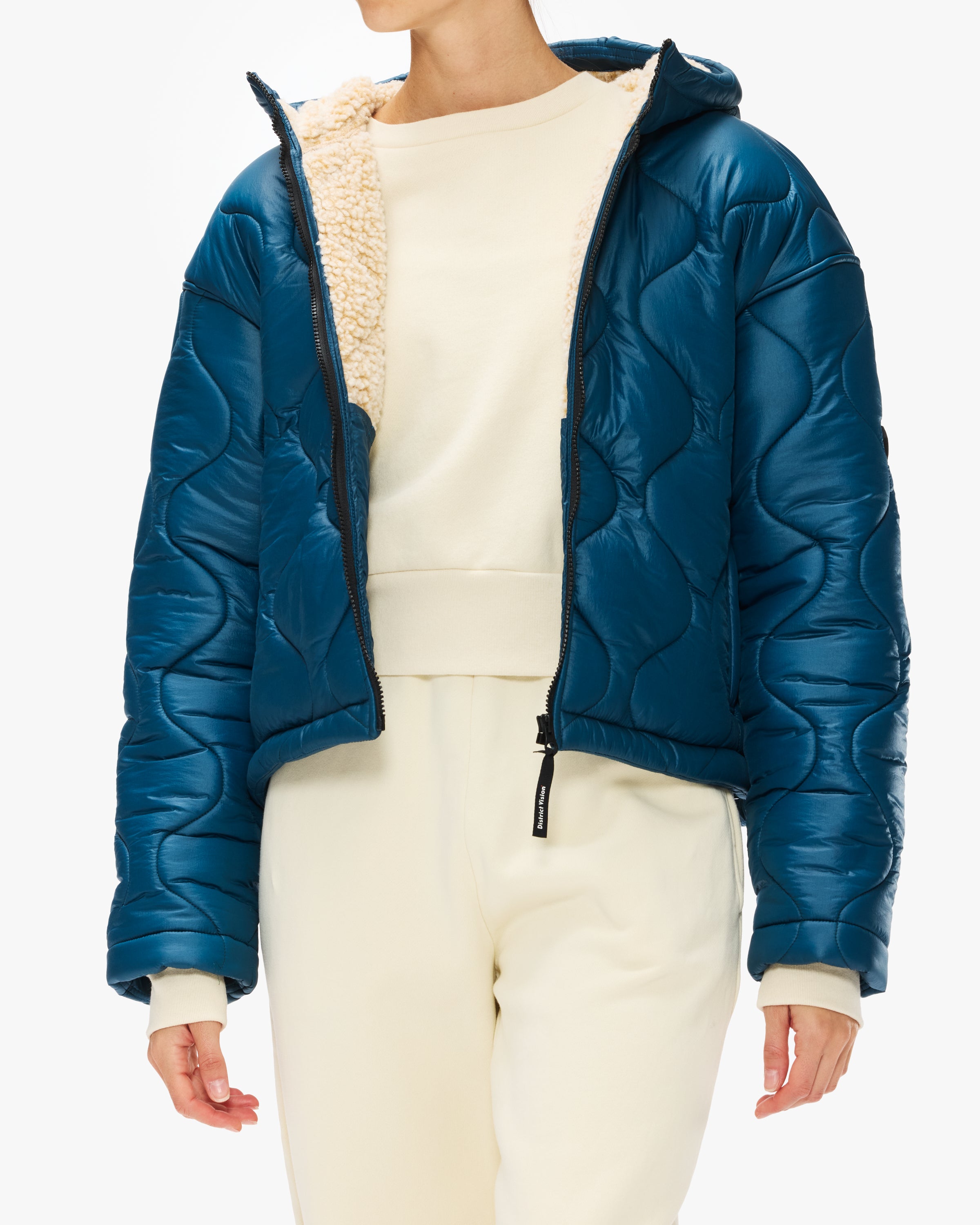 District Vision Cropped Quilted Fleece Jacket for Women & Men - Lightweight Warm Winter Outerwear for Running, Hiking & Outdoor Activities