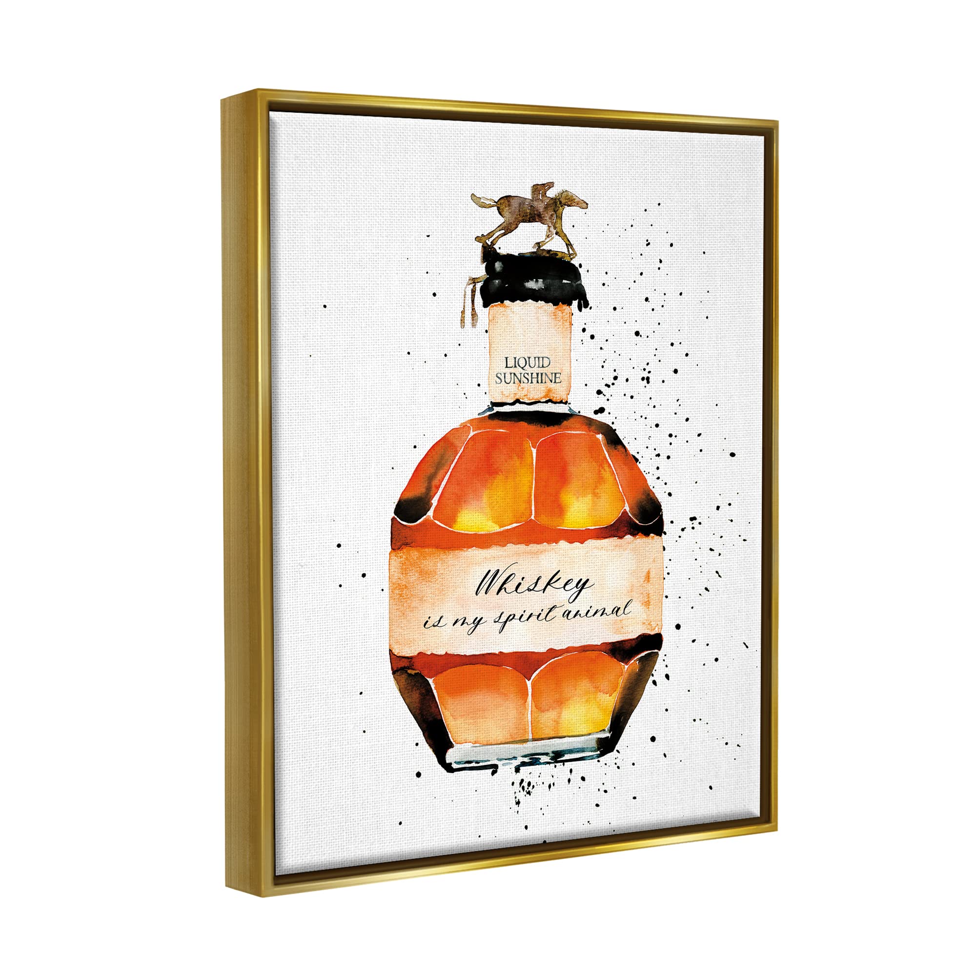 Stupell Industries Whiskey is My Spirit Animal Quote Liquor Bottle - Funny Bar Decor & Home Wall Art by Mercedes Lopez Charro | Perfect for Whiskey Lovers, Man Cave Decor & Gifts for Alcohol Enthusiasts
