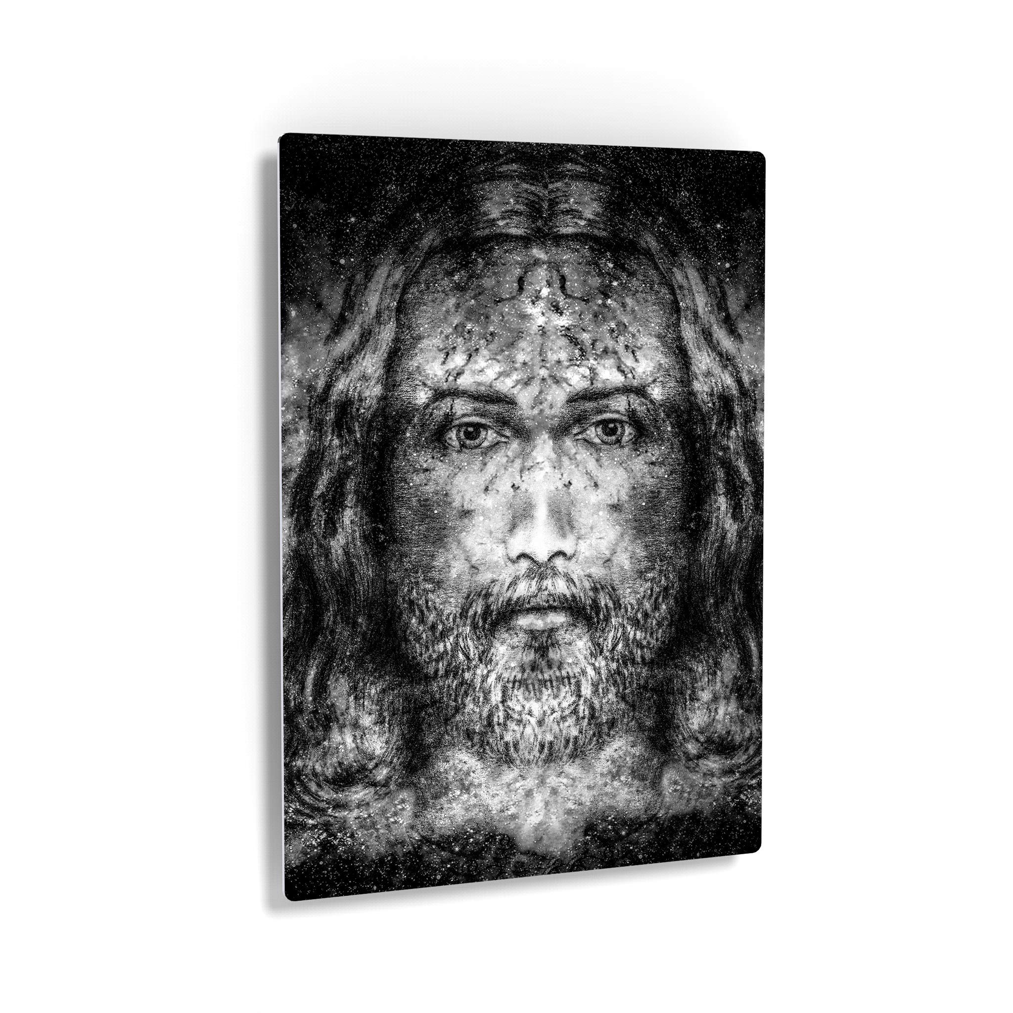 Jesus Black and White Metal Wall Art Print - Colorful Jesus Christ Religious Decor for Living Room, Bedroom & Office - Christian Gift Ready to Hang (36x24) - Perfect for Home Worship Spaces & Inspirational Gifts
