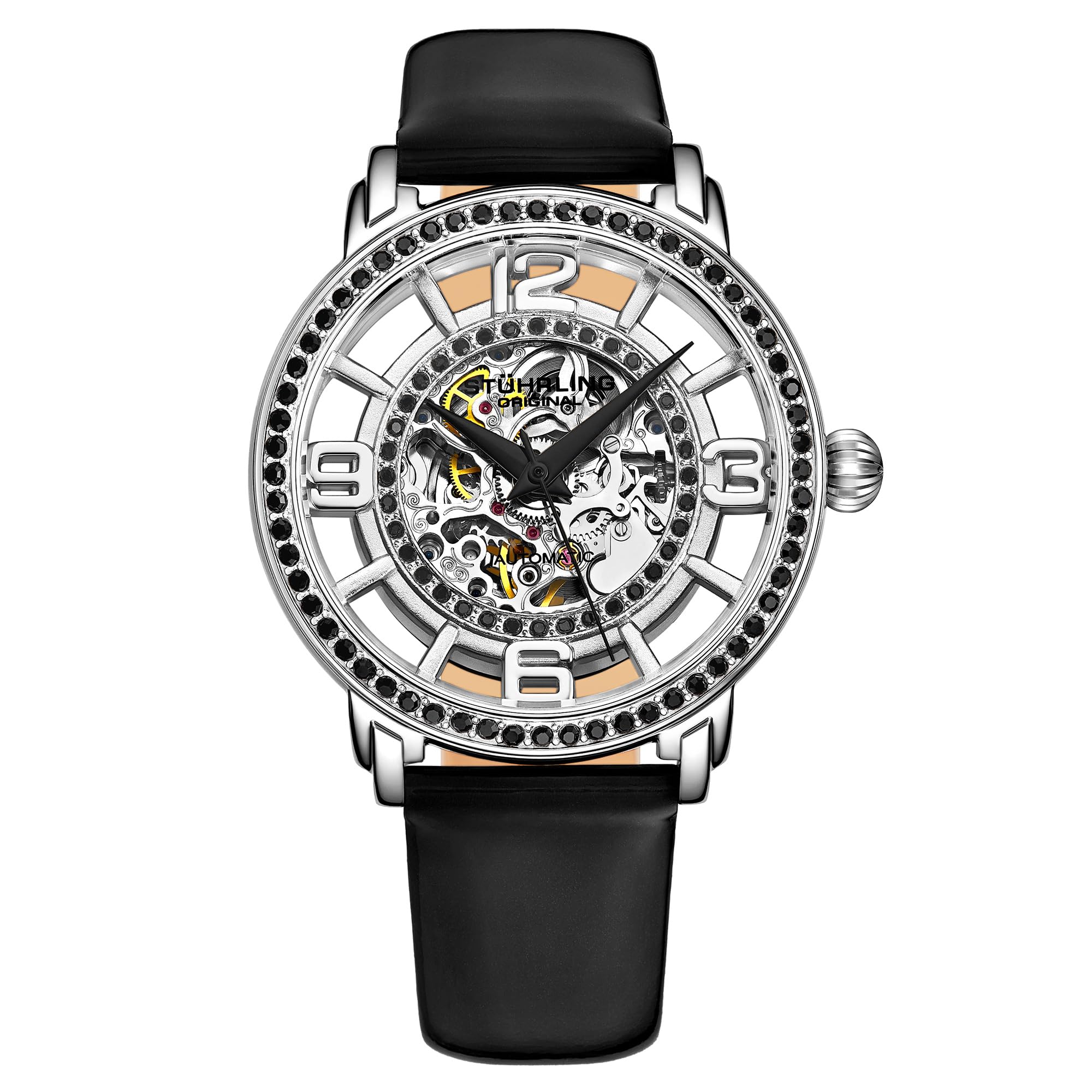 Stuhrling Original Women's Skeleton Automatic Watch with Brown Leather Strap - Self-Winding Mechanical Movement Dress Watch for Women - Perfect for Office, Evening Events & Special Occasions