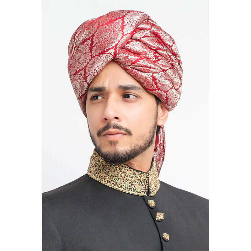 Premium Jet Black Sherwani Suit - 130's Form Fitted Men's Wedding Attire with Zardozi Embroidered Collar | Elegant Indian Groom Wear for Weddings, Festivals & Special Occasions