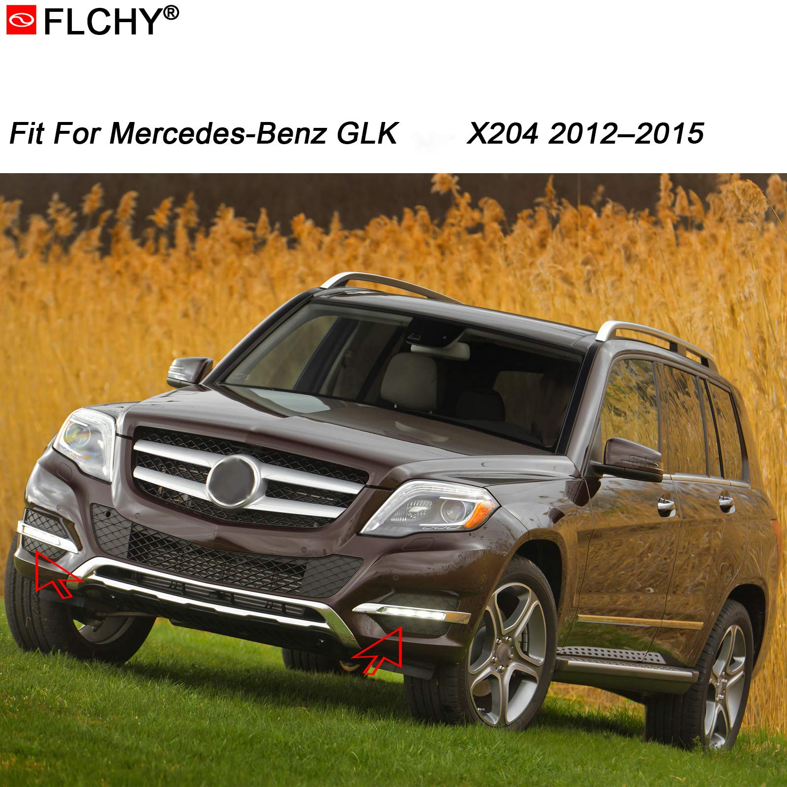 2Pcs LED DRL Daytime Running Lights & Fog Lamps for Mercedes-Benz GLK X204 (2012-2015) - Bright White Bulbs for Enhanced Visibility & Safety in All Weather Conditions