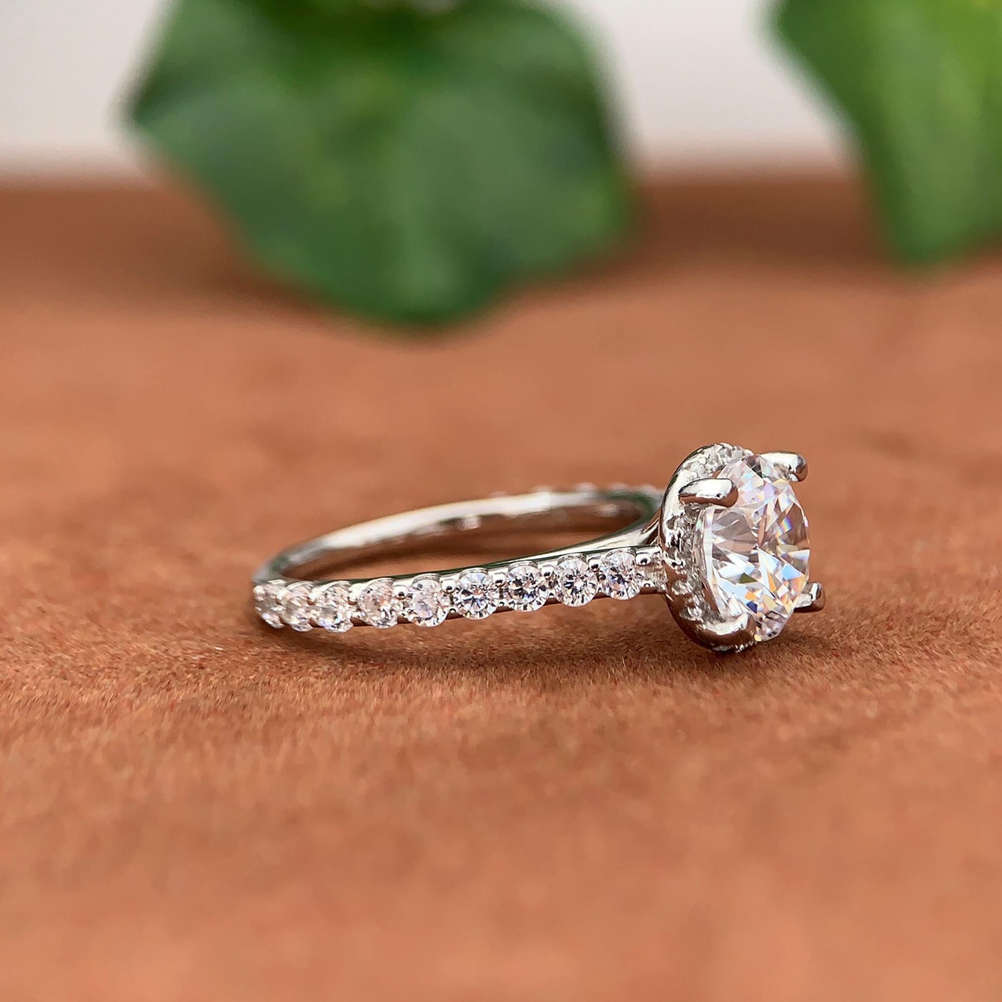 14K Moissanite Engagement Rings for Women - 2ct Round Cut Solitaire Ring in Solid 14K Gold | Perfect for Proposals, Anniversaries & Bridal Jewelry
