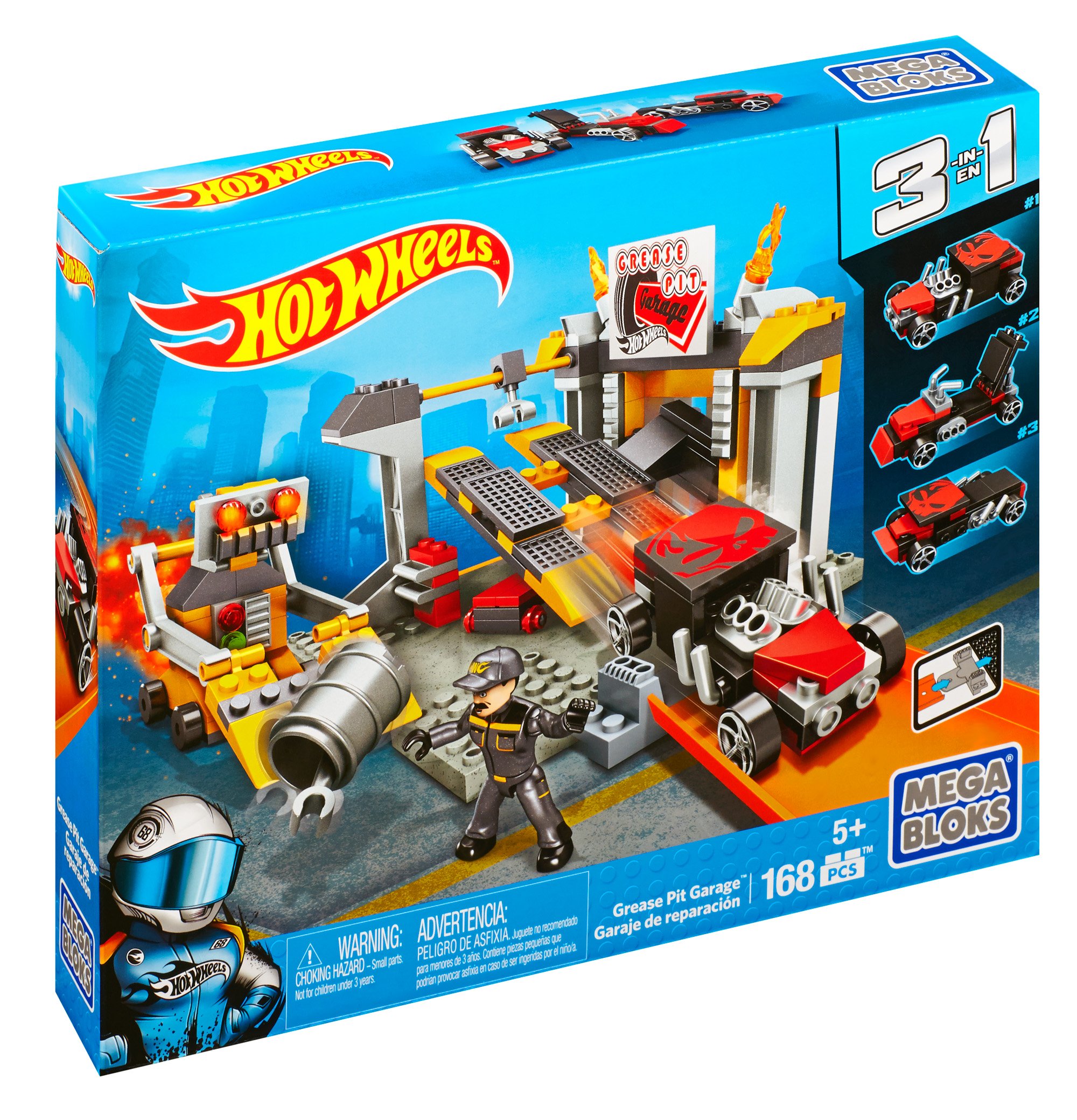 Hot Wheels Grease Pit Garage Playset – Mega Bloks Building Toy for Kids, Race Car Track Set with Stunt Ramps & Action Figures – Perfect for Pretend Play & Racing Adventures