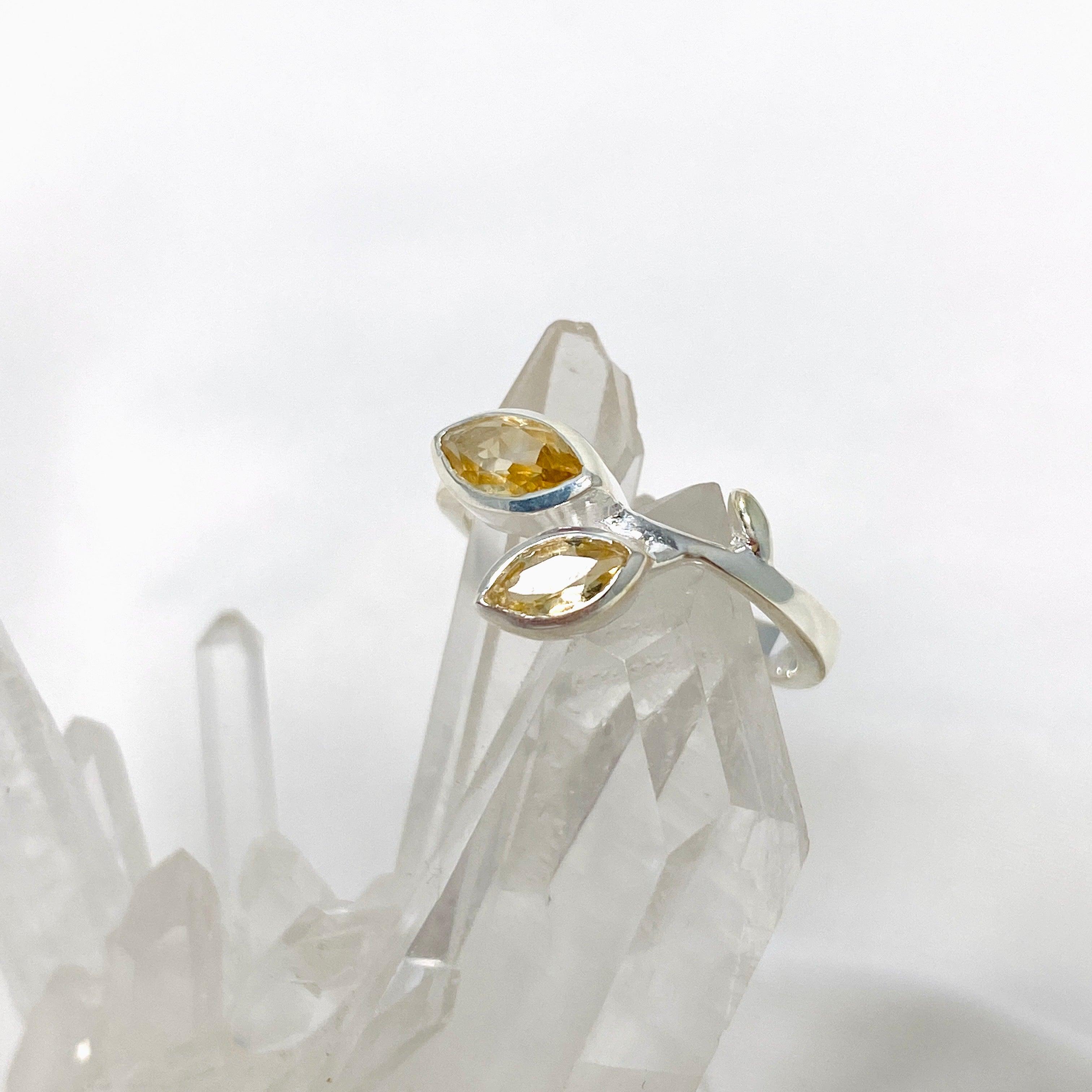 Natural Citrine Marquise Cut Multistone Leaf Ring R3735 - Elegant Bohemian Jewelry for Women, Perfect for Weddings, Parties & Everyday Wear