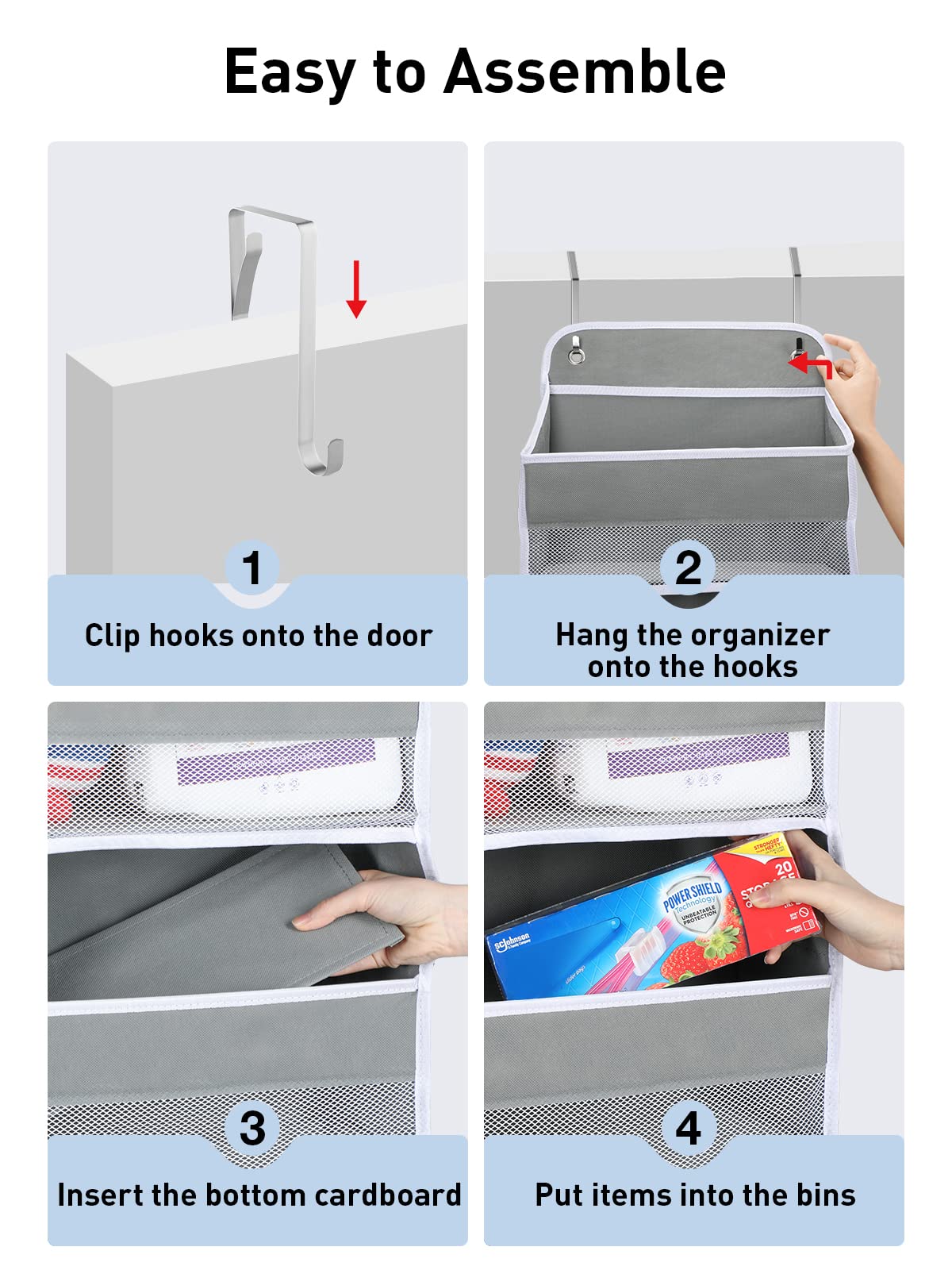 Yecaye 1 Pack Heavy Duty Over The Door Organizer - 35.2lbs Capacity Bathroom & Nursery Storage Solution for Toys, Stuffed Animals & Baby Essentials | Swing-Proof Hanging Design for Home Organization