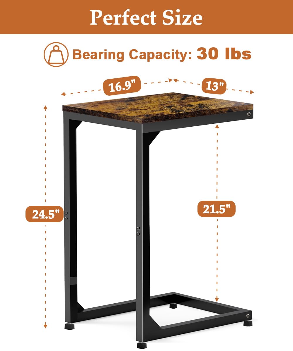 Modern Metal Frame End Table - Small Side Table for Couch, Sofa & Bedside - Black Accent Table for Living Room & Bedroom - Perfect as TV Tray, Nightstand or Coffee Table Companion