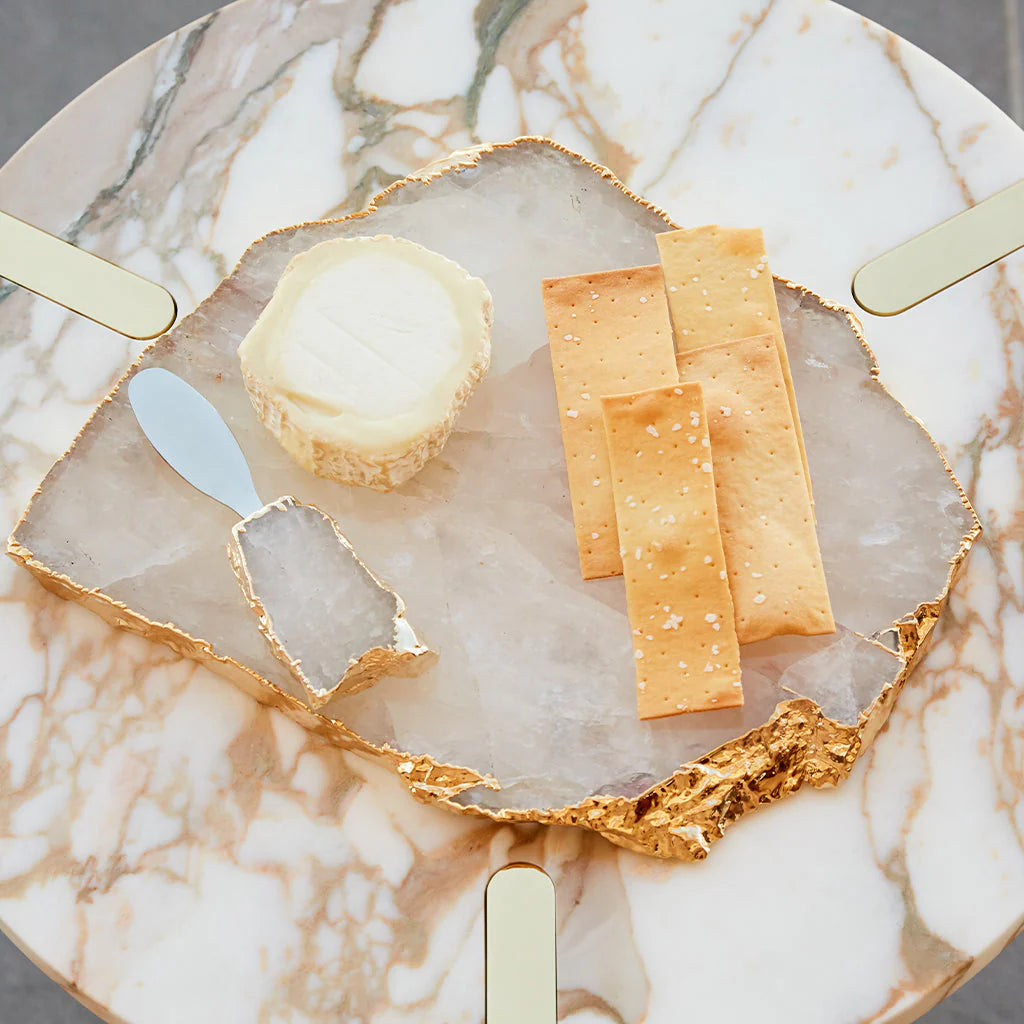 Elegant Kiva Crystal & Gold Platter - Perfect for Serving, Entertaining, and Home Decor | Luxury Dinnerware for Parties, Weddings, and Special Occasions