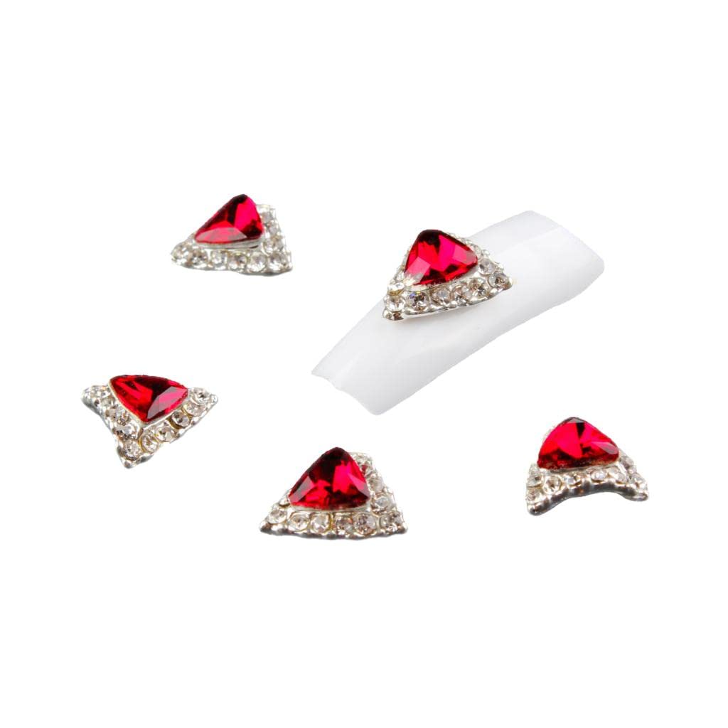 VMS INDIA 10pcs 3D Nail Art Stickers - Self-Adhesive Nail Gems for DIY Nail Decoration, Phone Case Embellishment (Red) | Perfect for Manicures, Nail Art Designs & Phone Accessories Customization