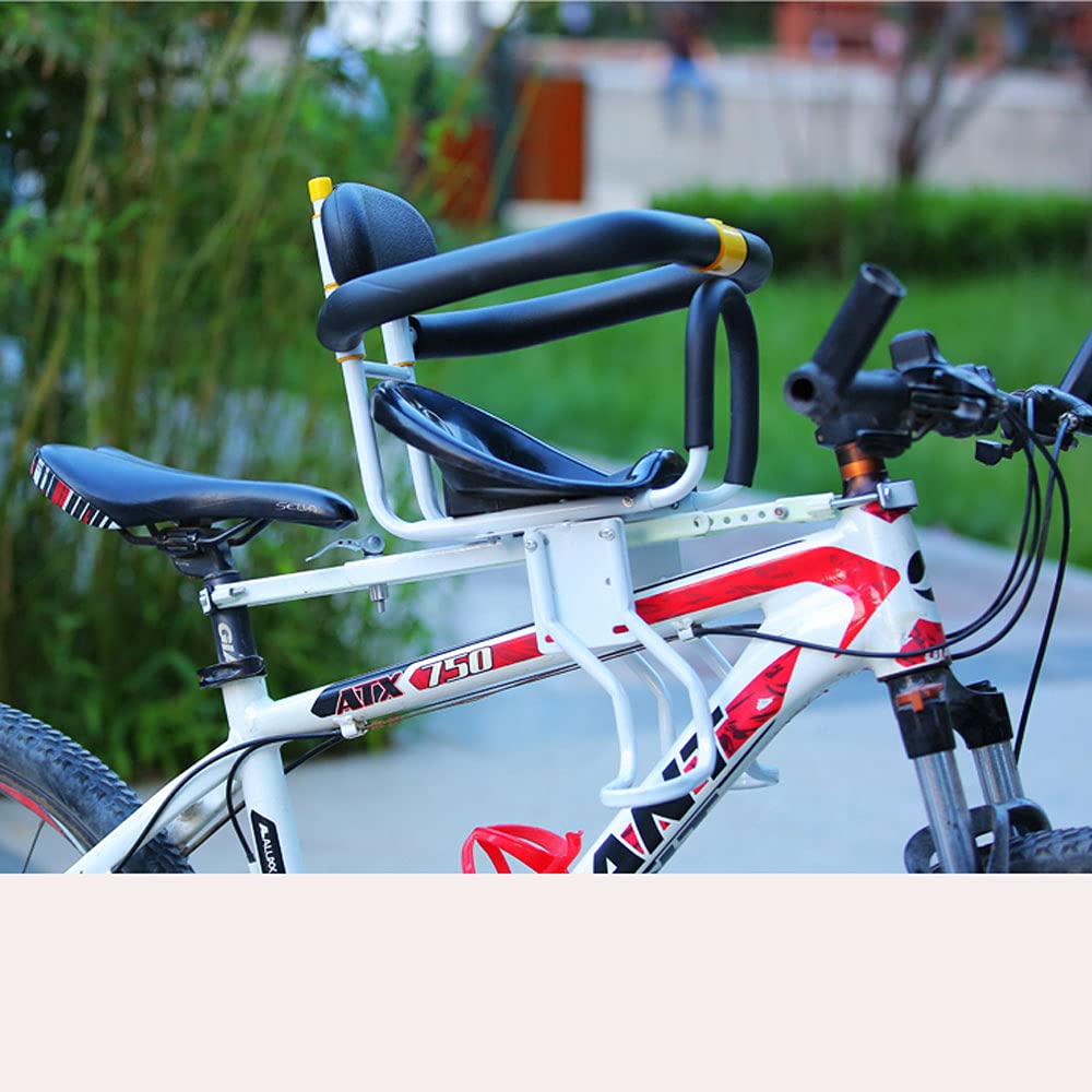 Universal Front Mounted Baby Bike Seat - Safe & Comfortable Kids Bicycle Carrier with Backrest & Foot Pedals - Perfect for Family Cycling, Commuting & Outdoor Adventures