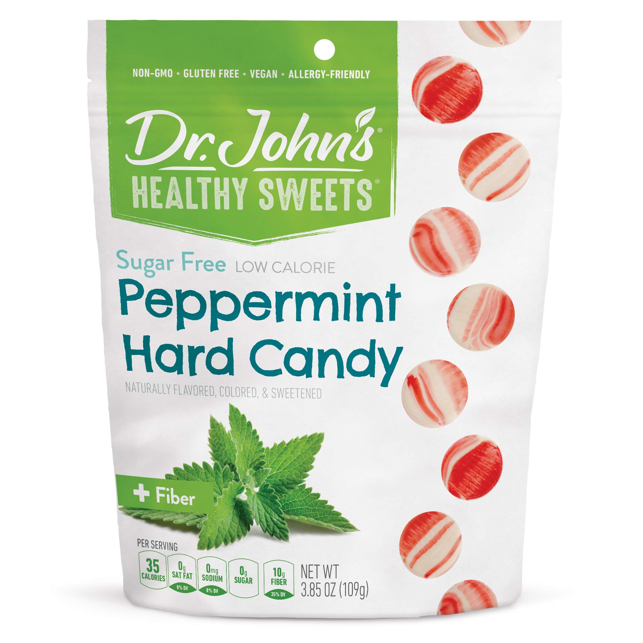 Dr. John’s Sugar Free Hard Candy - Zero Sugar, Low Calorie, Keto, Vegan & Gluten Free Peppermint Treats (24 Count, 3.85 oz) - Perfect for Diabetics, Weight Loss & Healthy Snacking at Home, Work or Travel