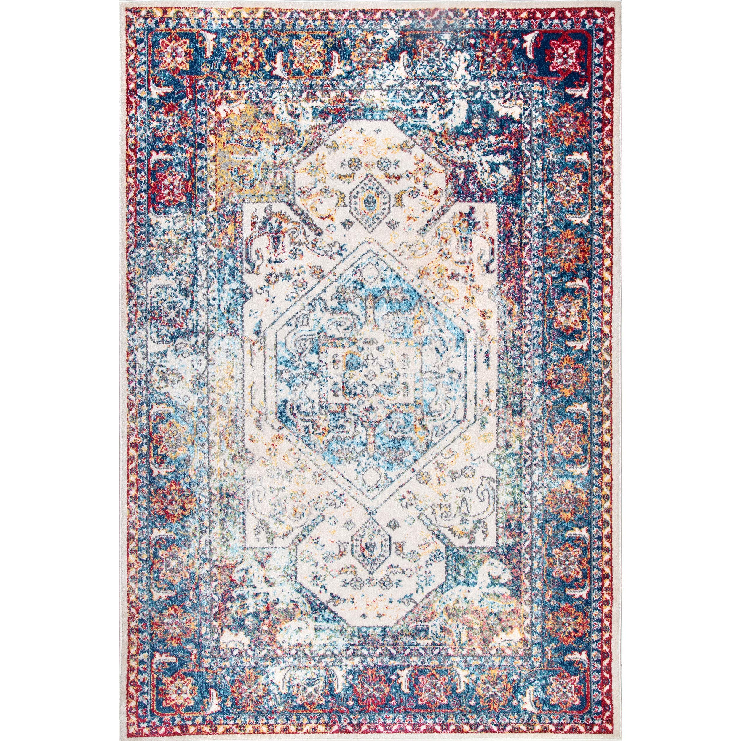 nuLOOM Katherine Medallion Blue Area Rug 4' x 5' 3