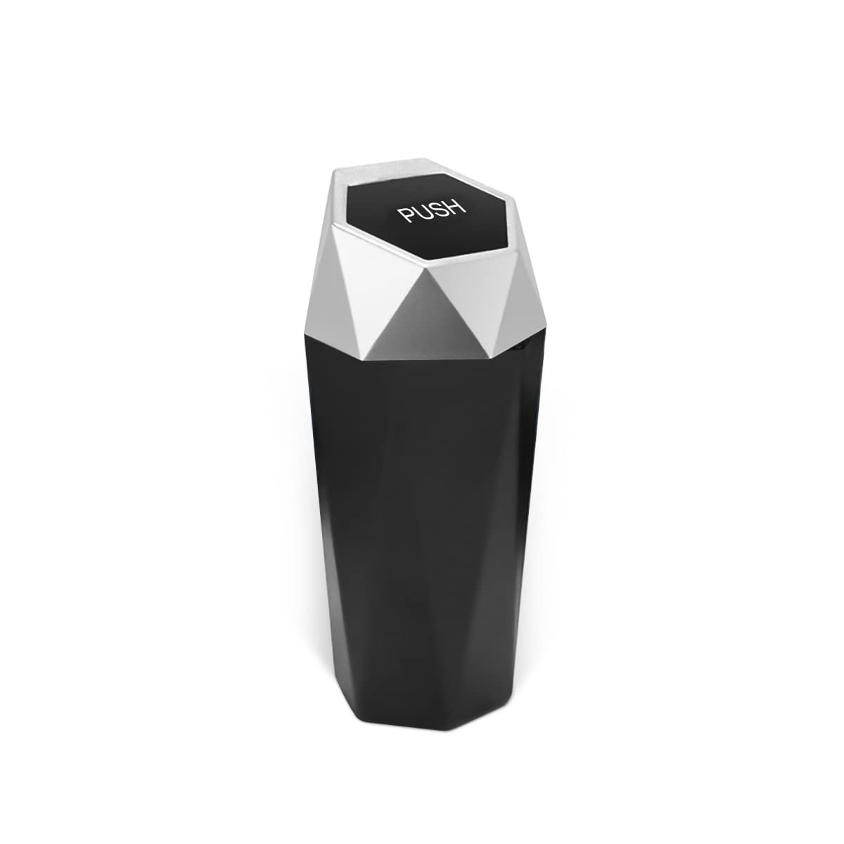 Car Trash Can with Lid - Mini Portable Auto Garbage Bin, Leakproof Diamond Design Vehicle Dustbin - Waterproof Car Waste Container for Automotive, Home, Office, Kitchen, Bedroom - Perfect for Road Trips, Commuting & Keeping Vehicles Clean (Silver, 1 Pack)