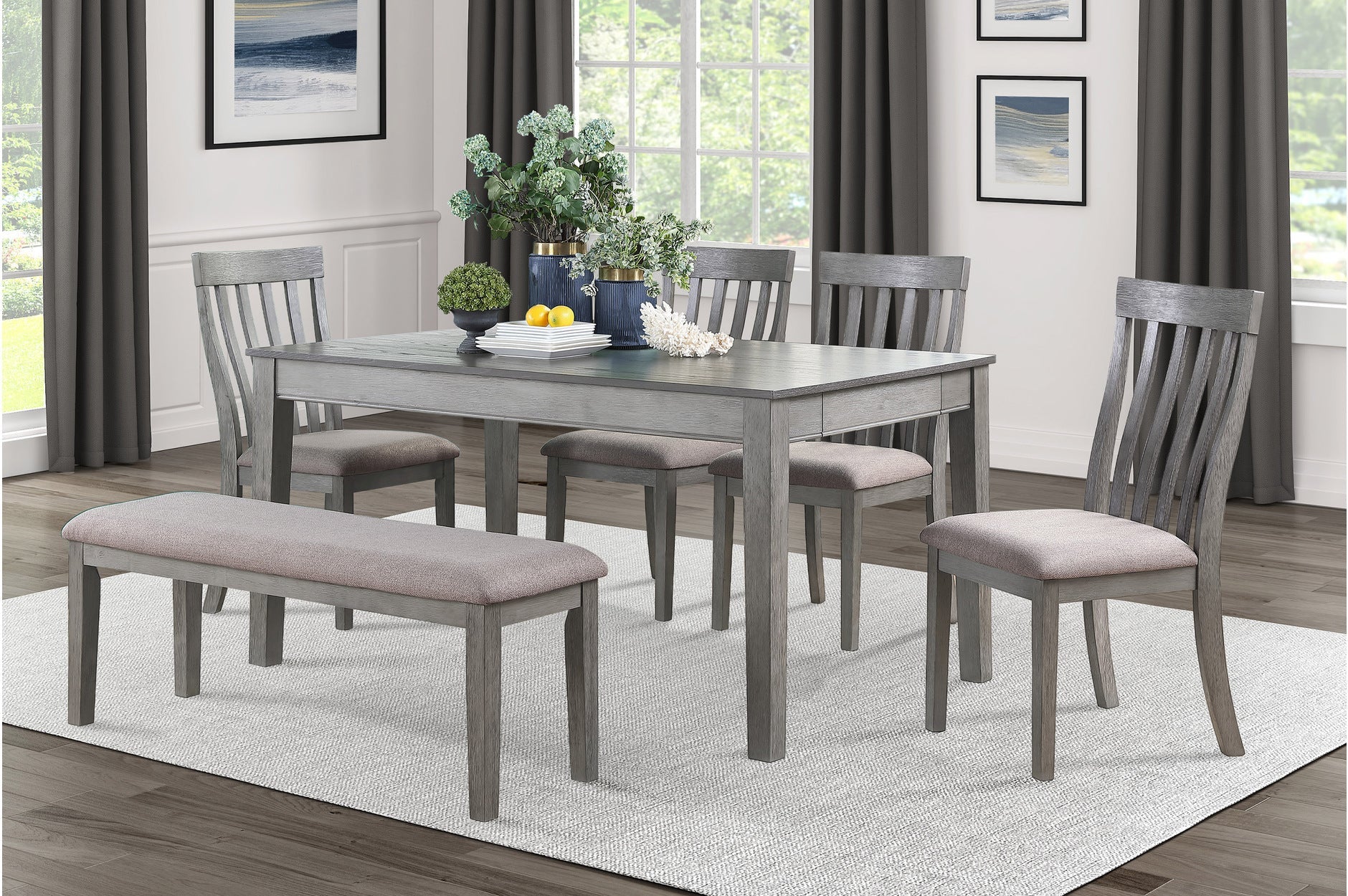 Armhurst Collection 6-Piece Dining Set - Modern Kitchen Table & Chairs for Small Spaces - Perfect for Breakfast Nooks, Apartments & Cozy Family Meals