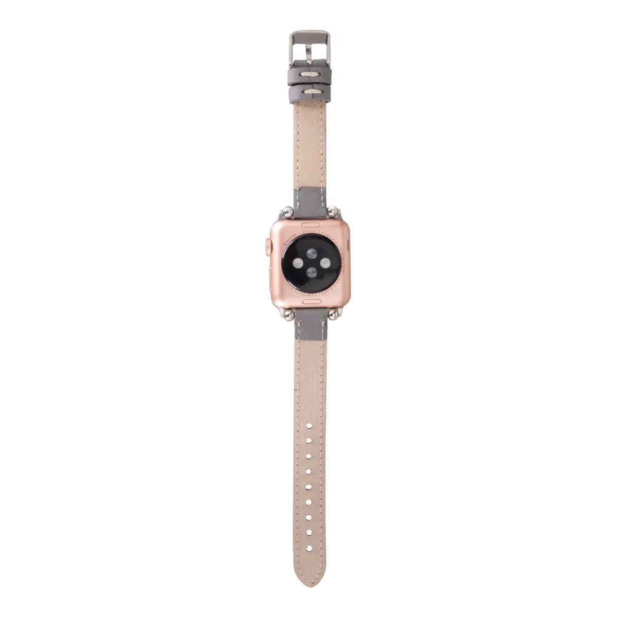 Premium Gray Genuine Leather Ultra Slim Apple Watch Band - Stylish & Comfortable for Workouts, Office & Everyday Wear