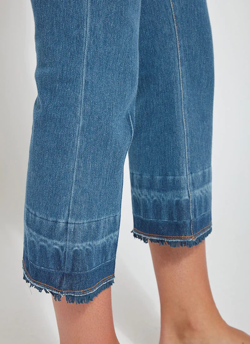 Daria Gradient Hem Denim Jeans - Mid Wash Distressed Denim Pants for Women | Casual Streetwear & Everyday Outfits