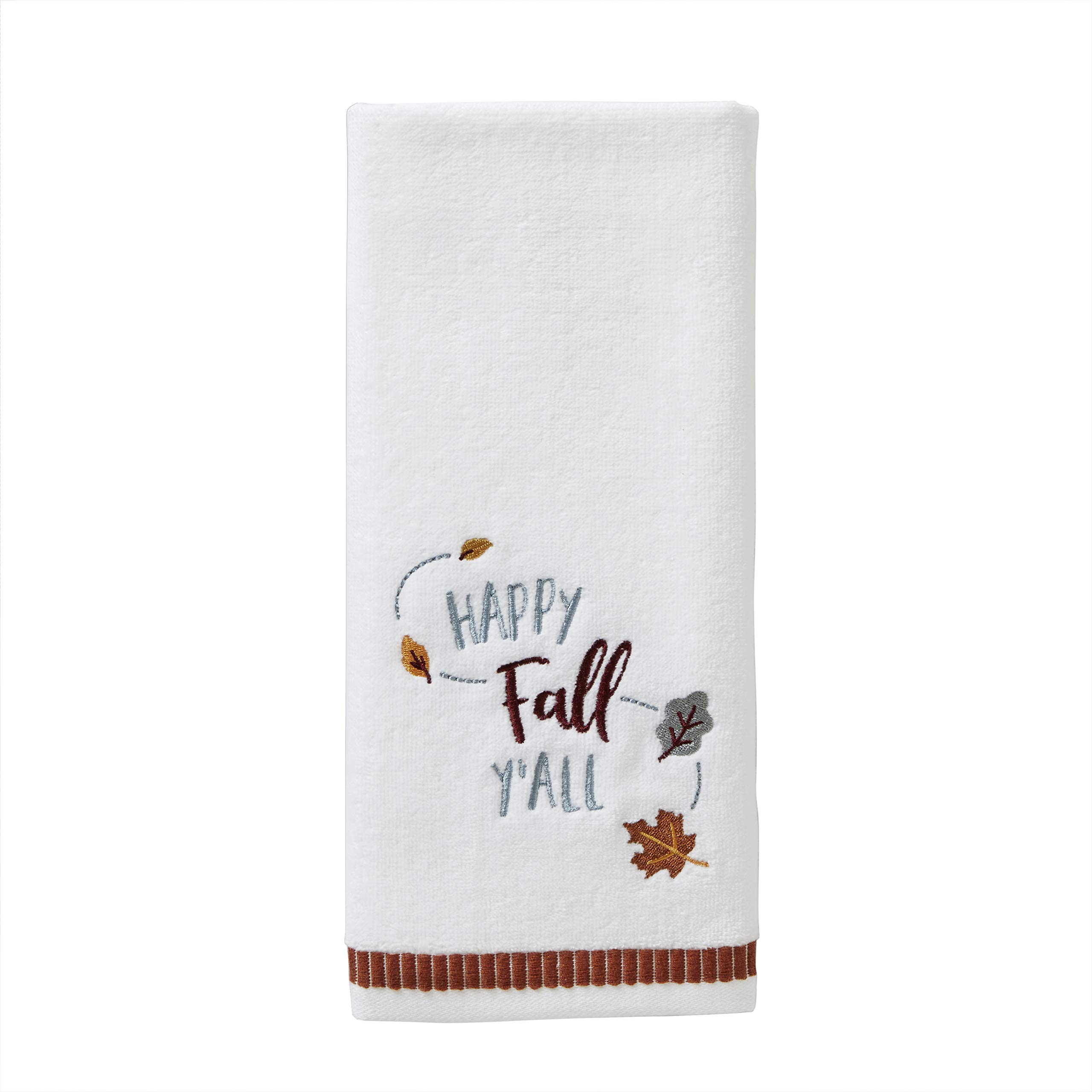 SKL Home Harvest Happy Fall Y'all Hand Towel Set - 2 Pack White 16x25 Inch Kitchen, Bath & Bar Towels - Perfect for Autumn Decor, Hostess Gifts & Seasonal Home Styling