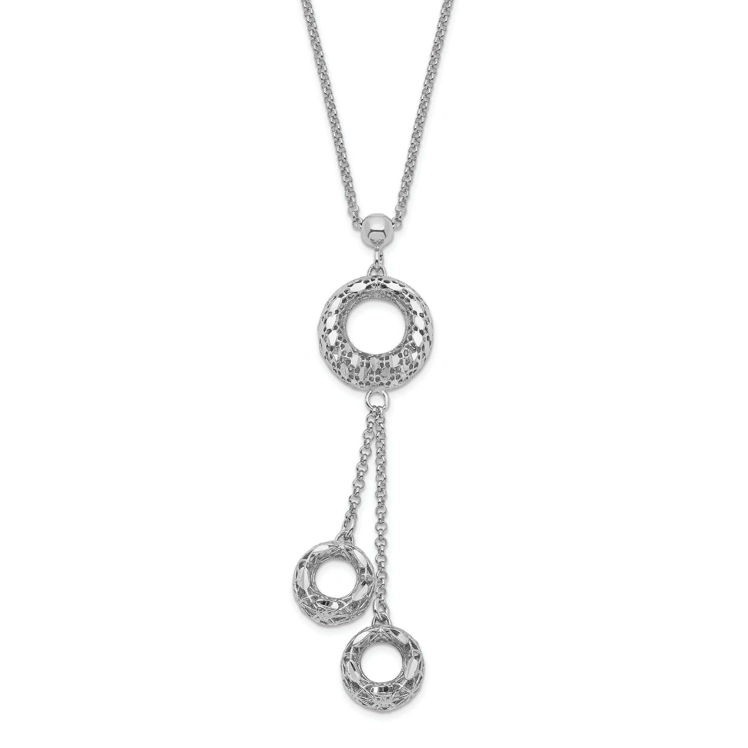 Elegant Silver Polished D.C Circle Dangle Necklace for Women - Trendy Layered Pendant Jewelry for Party, Date Night & Everyday Wear
