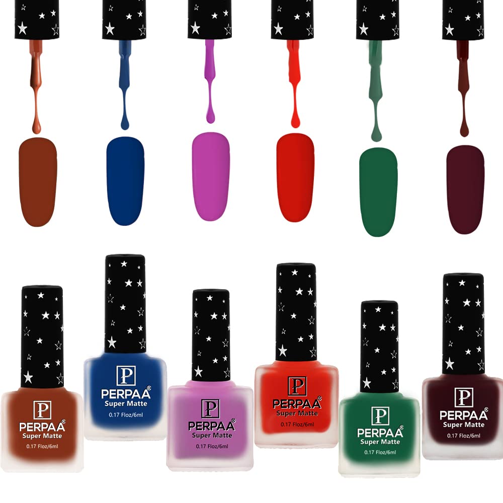 PERPAA® Super Matte Quick-Dry Nail Polish - Long Lasting, Chip Resistant Nail Paint for Women - 6ml Each (6-Piece Multi-Color Combo No.31) - Perfect for Daily Wear, Parties & Special Occasions