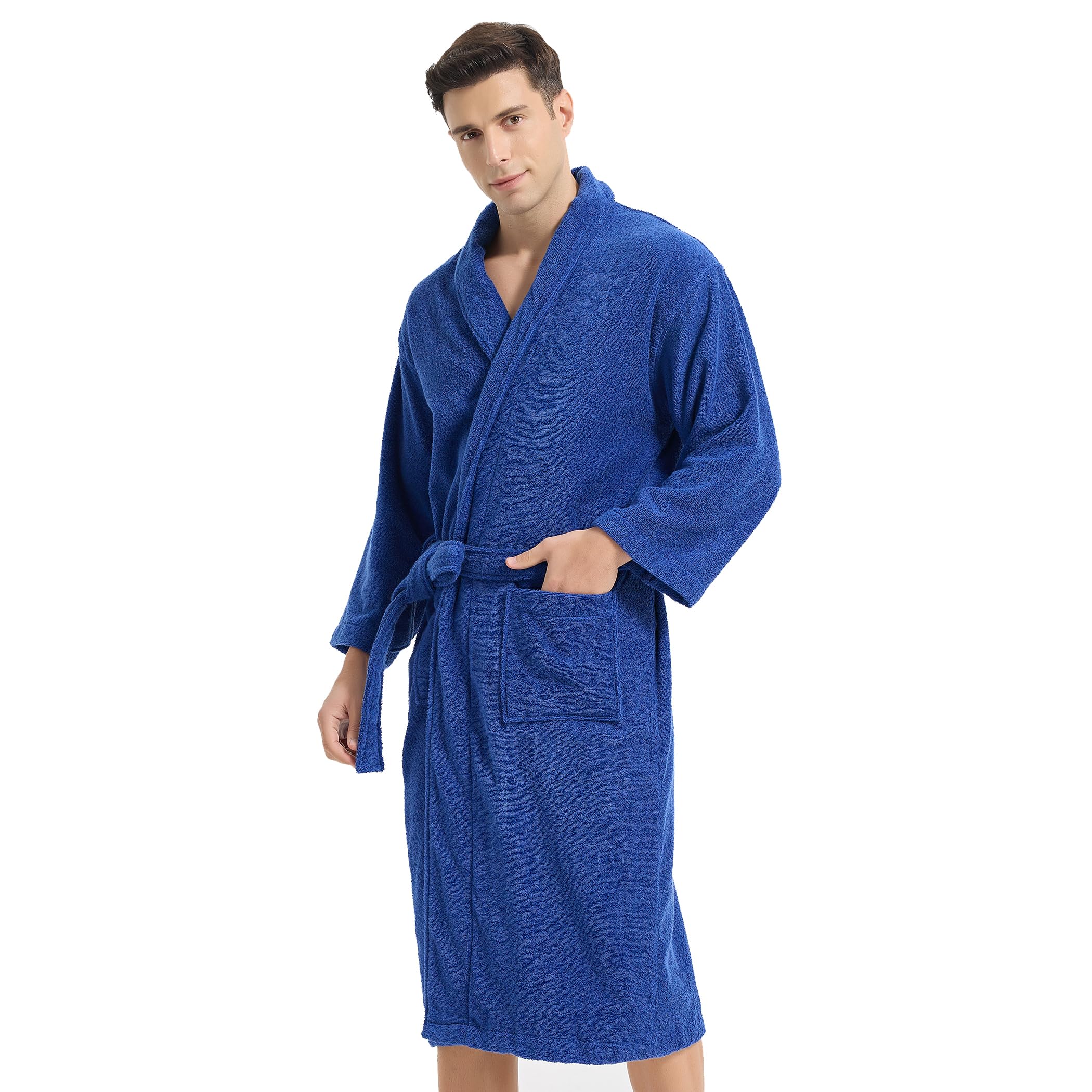 Luxury Cotton Terry Cloth Bathrobe for Men & Women - Thick Plush Hotel Style Robe - Unisex Long Sleeve Classic Towel Robe - Perfect for Spa, Home Relaxation & Gift Giving
