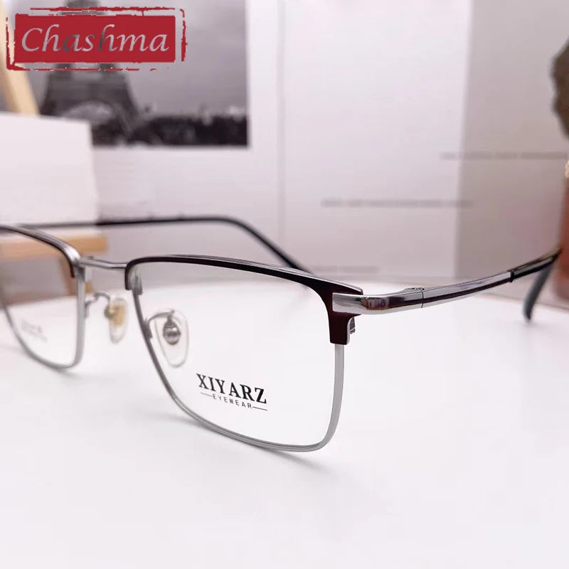 Premium Titanium Full Rim Square Eyeglasses for Men - Lightweight & Durable Frame (Model 42005) | Perfect for Office, Reading & Everyday Fashion