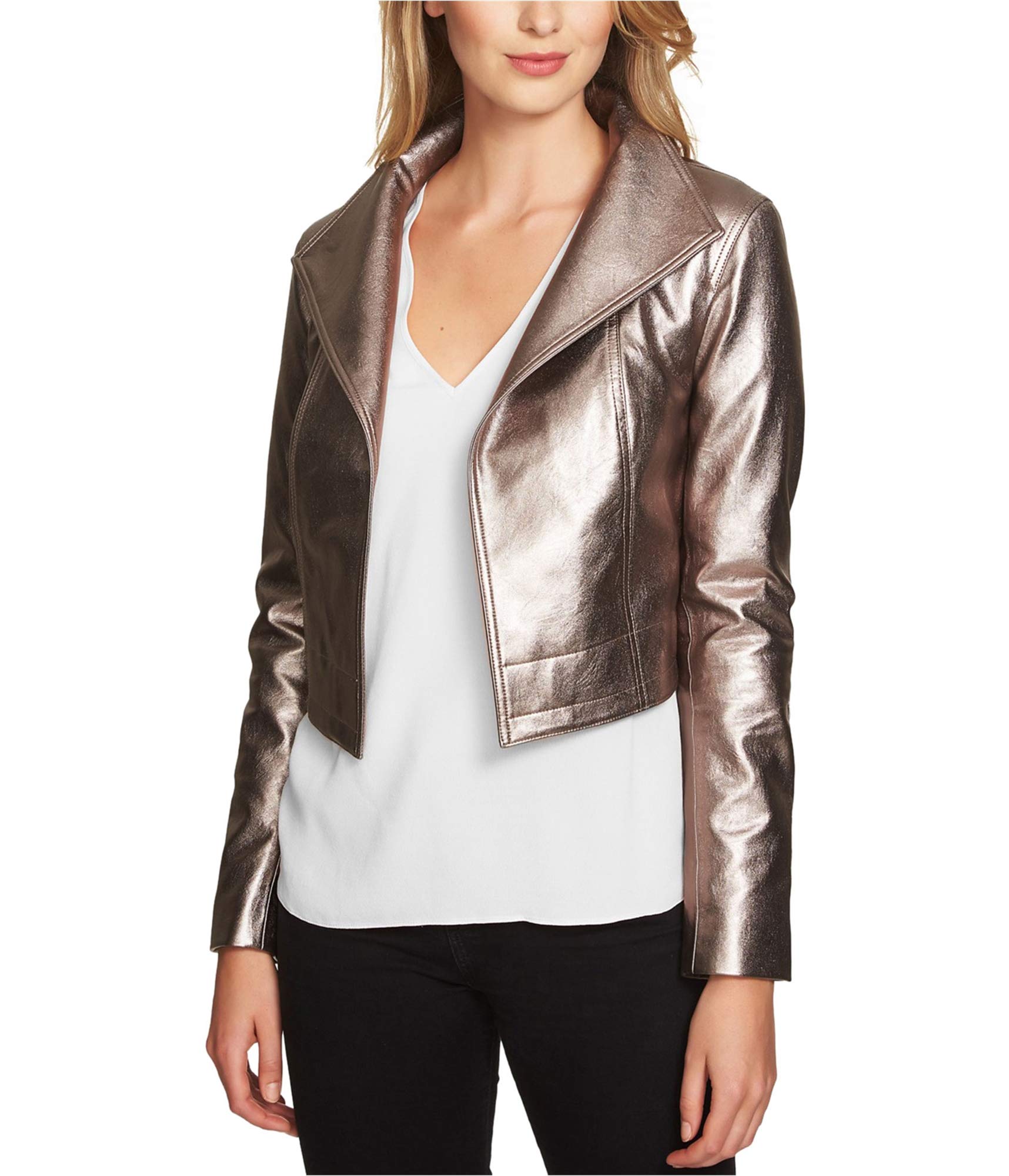 Women's Cropped Metallic Jacket - Stylish Shiny Outerwear for Casual Outings & Nightlife | Perfect for Parties, Dates & Evening Events
