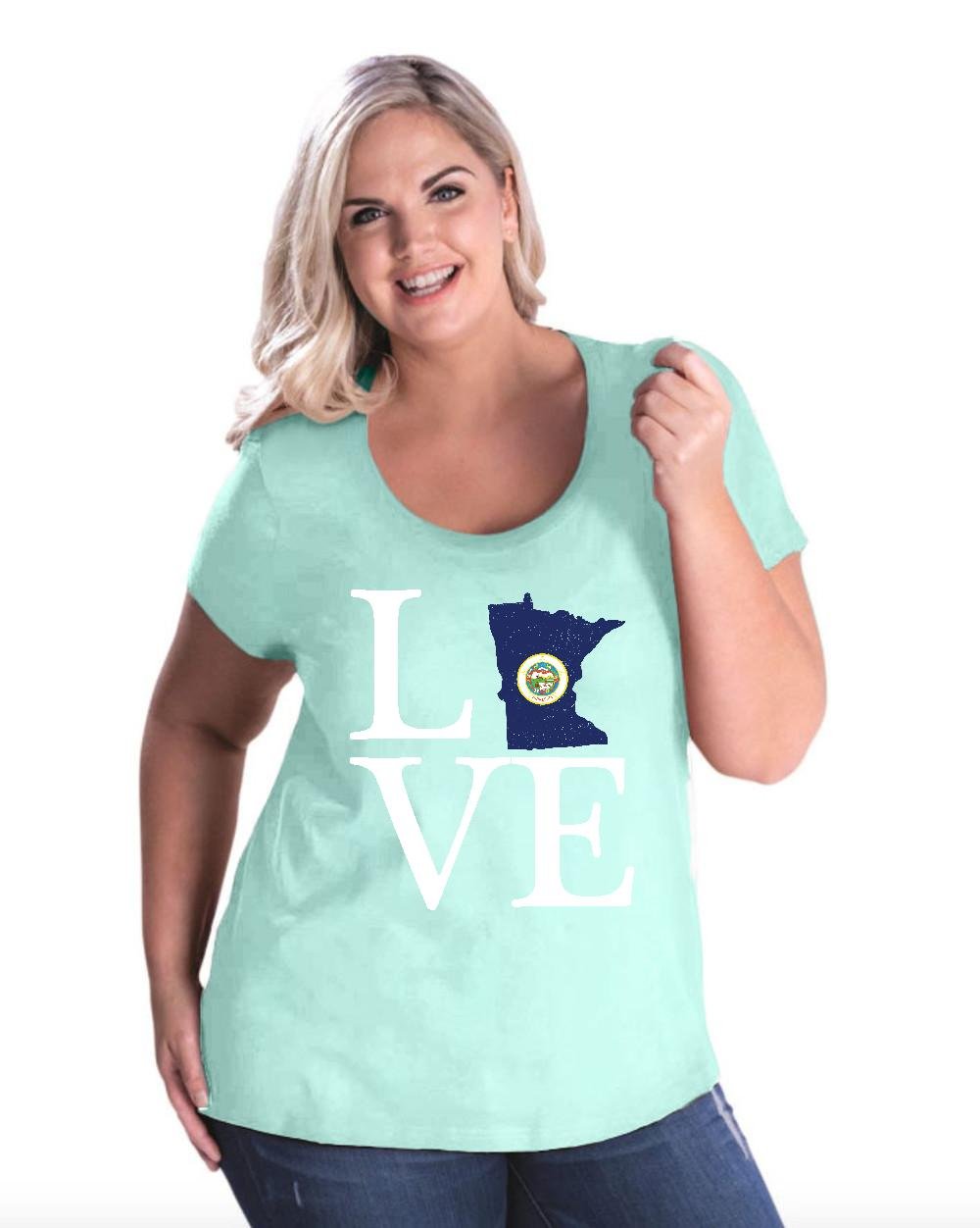 Minnesota State Flag Graphic T-Shirt for Women - Plus Size Scoop Neck Travel Tee - Perfect for Gifts, Casual Wear & State Pride