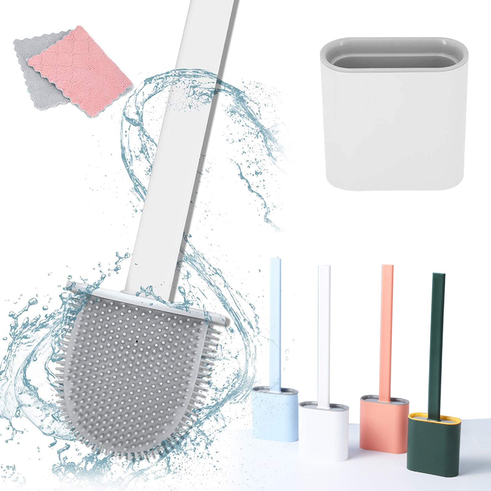 Flexible Silicone Toilet Brush - Bathroom Cleaning Tool with Cloth for Home Use