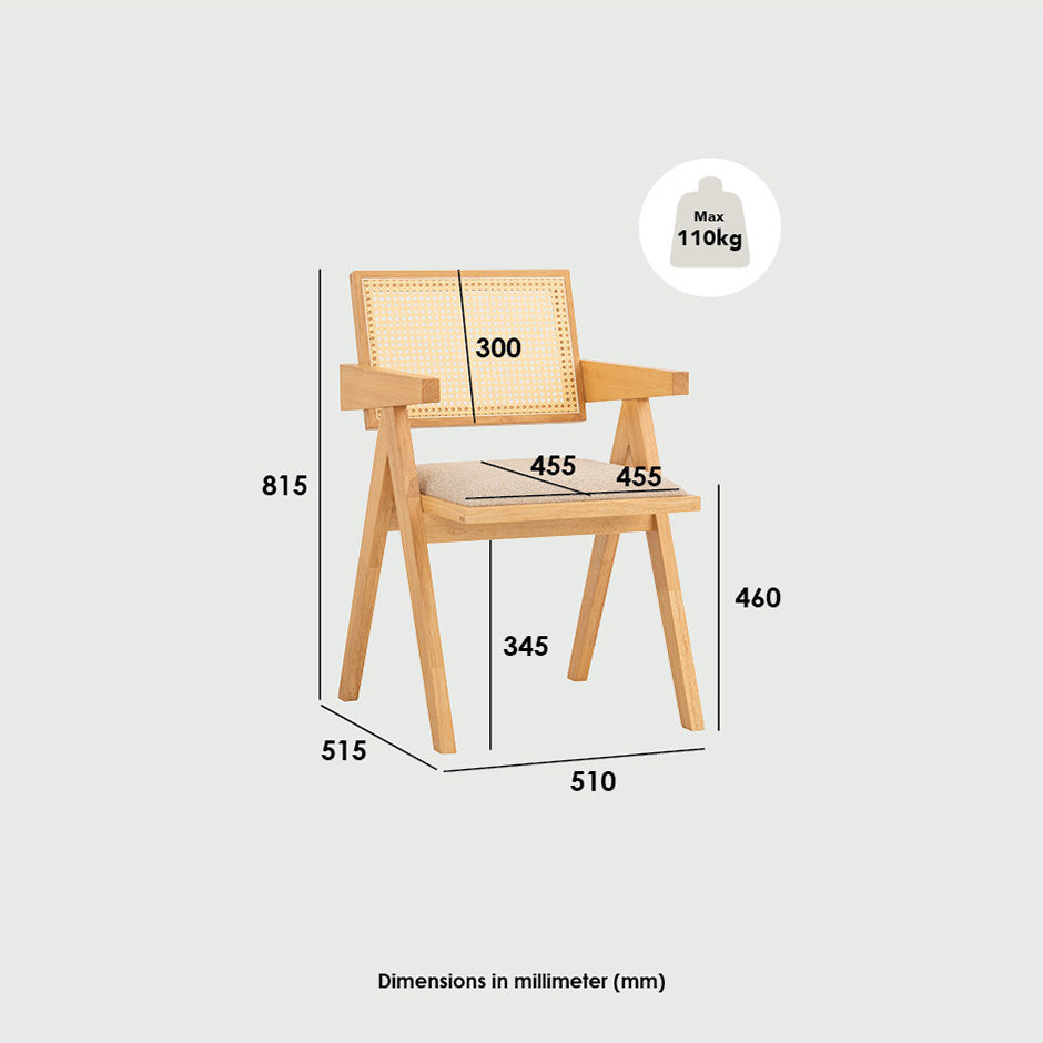 KAIRI Natural Rattan Dining Chair - Modern Boho Style for Kitchen, Dining Room & Outdoor Patio