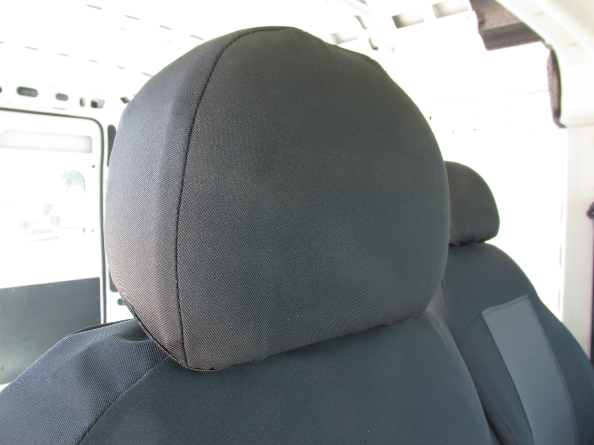 Durafit Seat Covers for 2013-2024 Promaster Van - Exact Fit Front Bucket Seat Covers in Black/Gray (Driver Side Armrest) | Premium Protection for Work Vans & Campers