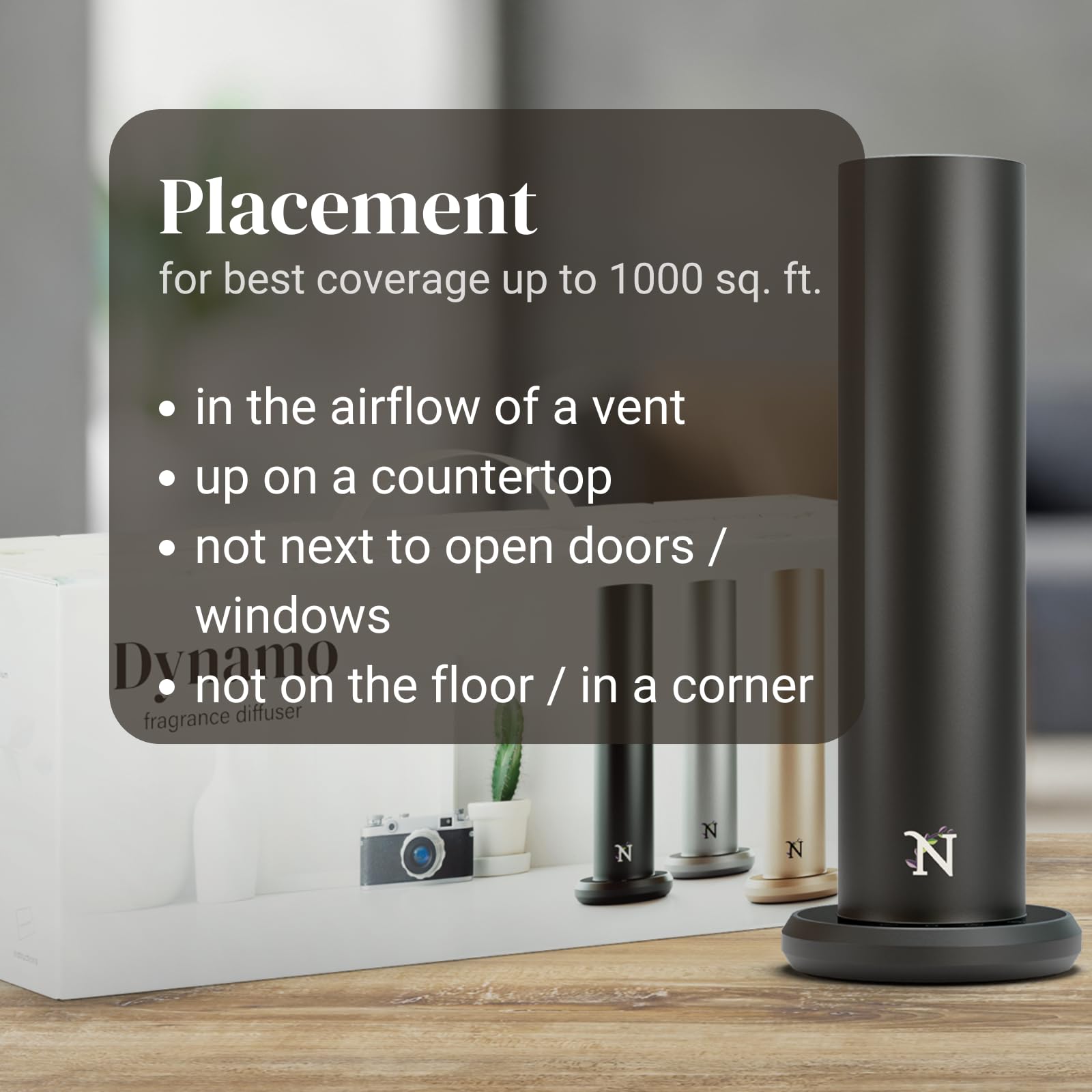 Premium Dynamo Essential Oil Diffuser for Large Spaces - 1000sq.ft Coverage, Smart App & Manual Control, Includes Fragrance Samples - Perfect for Home, Office, Spa & Hotel Aromatherapy (Black)