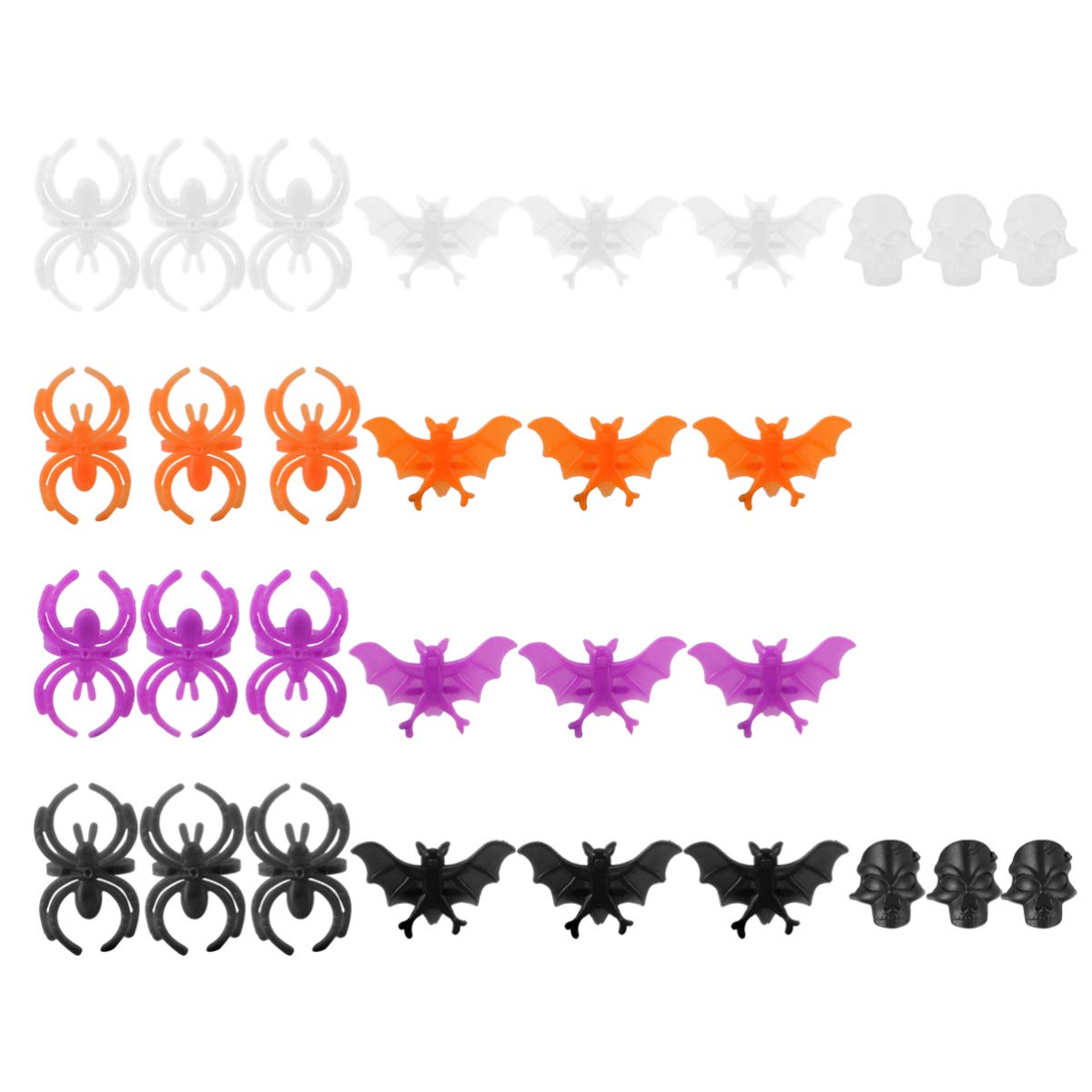 50 Pcs Halloween Spider Rings & Bat Rings Set - Witch Finger Fake Nails for Halloween Party Favors, Costume Accessories - Perfect for Trick or Treat, Haunted House Decorations & Spooky Themed Parties