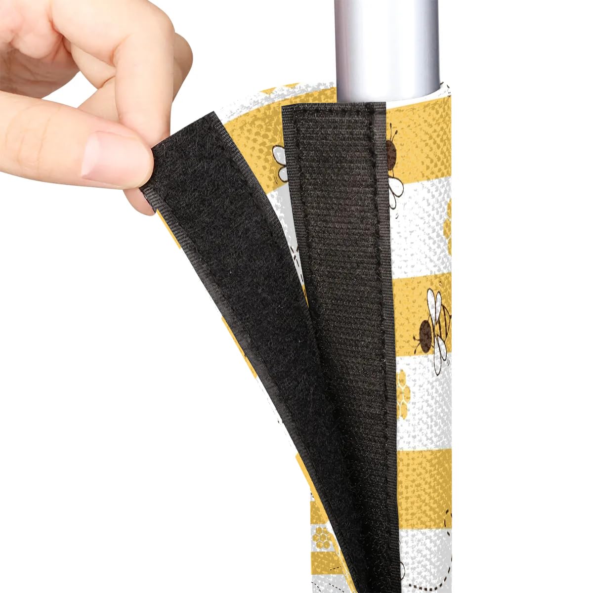 Striped Bee Refrigerator Door Handle Covers Set of 2 - Washable Kitchen Appliance Handle Protectors for Fridge, Microwave, Dishwasher & Oven - Food & Oil Stain Resistant - Perfect for Modern Kitchens & Home Decor