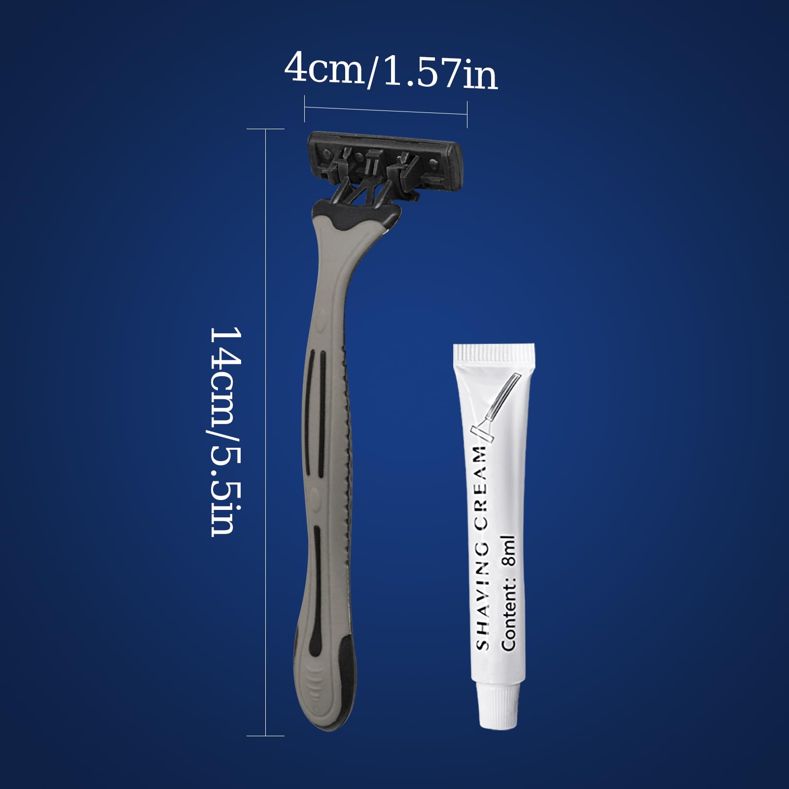 (50 Pack) Kheoxusa 3-Blade Disposable Razors for Men & Women - Triple Blade Shaving Razors Individually Wrapped - Perfect for Travel, Hotels, Airbnb, Gyms, Shelters & Personal Use - Grey Black