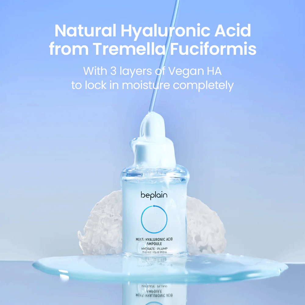 Beplain Multi Hyaluronic Acid Ampoule 30ml - Hydrating Serum for Dry Skin, Deep Moisturizer with 5 Types of Hyaluronic Acid - Perfect for Daily Skincare Routine & Anti-Aging Treatment