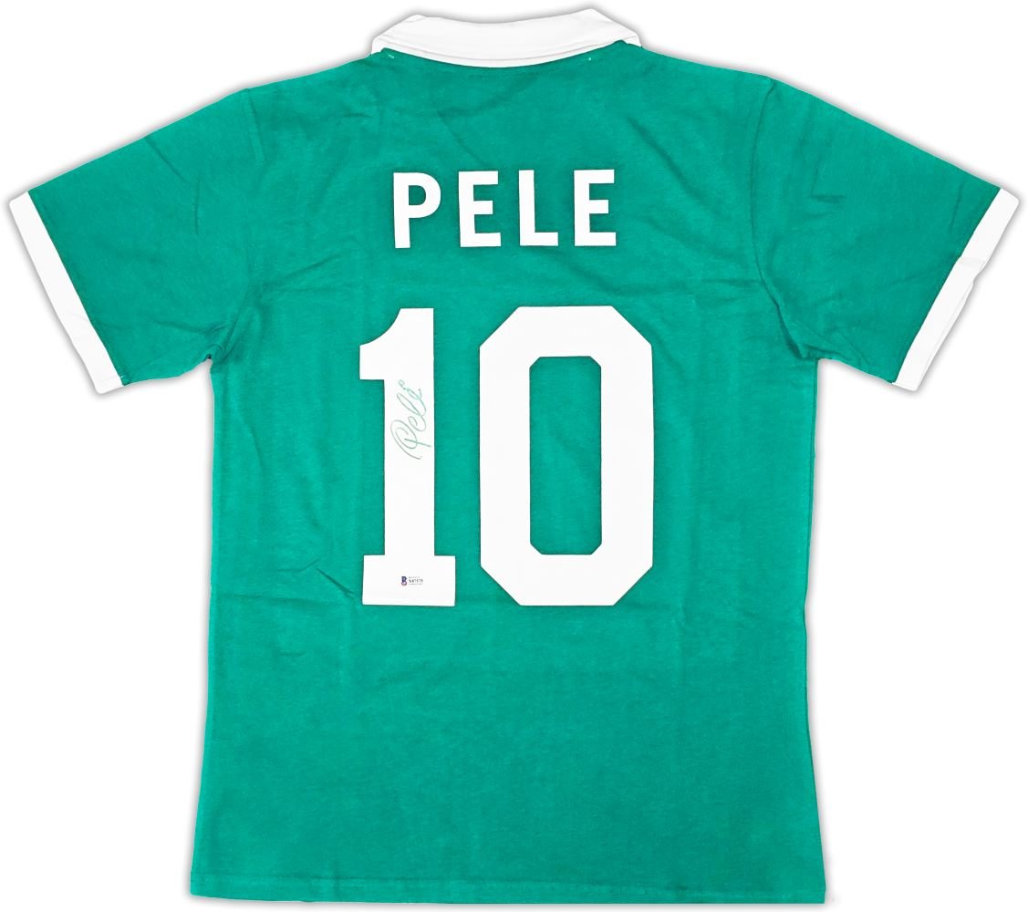 Pele New York Signed Green Soccer Jersey - Authentic Collectible Memorabilia for Fans & Sports Enthusiasts - Perfect for Display, Gifting, and Soccer Memorabilia Collections