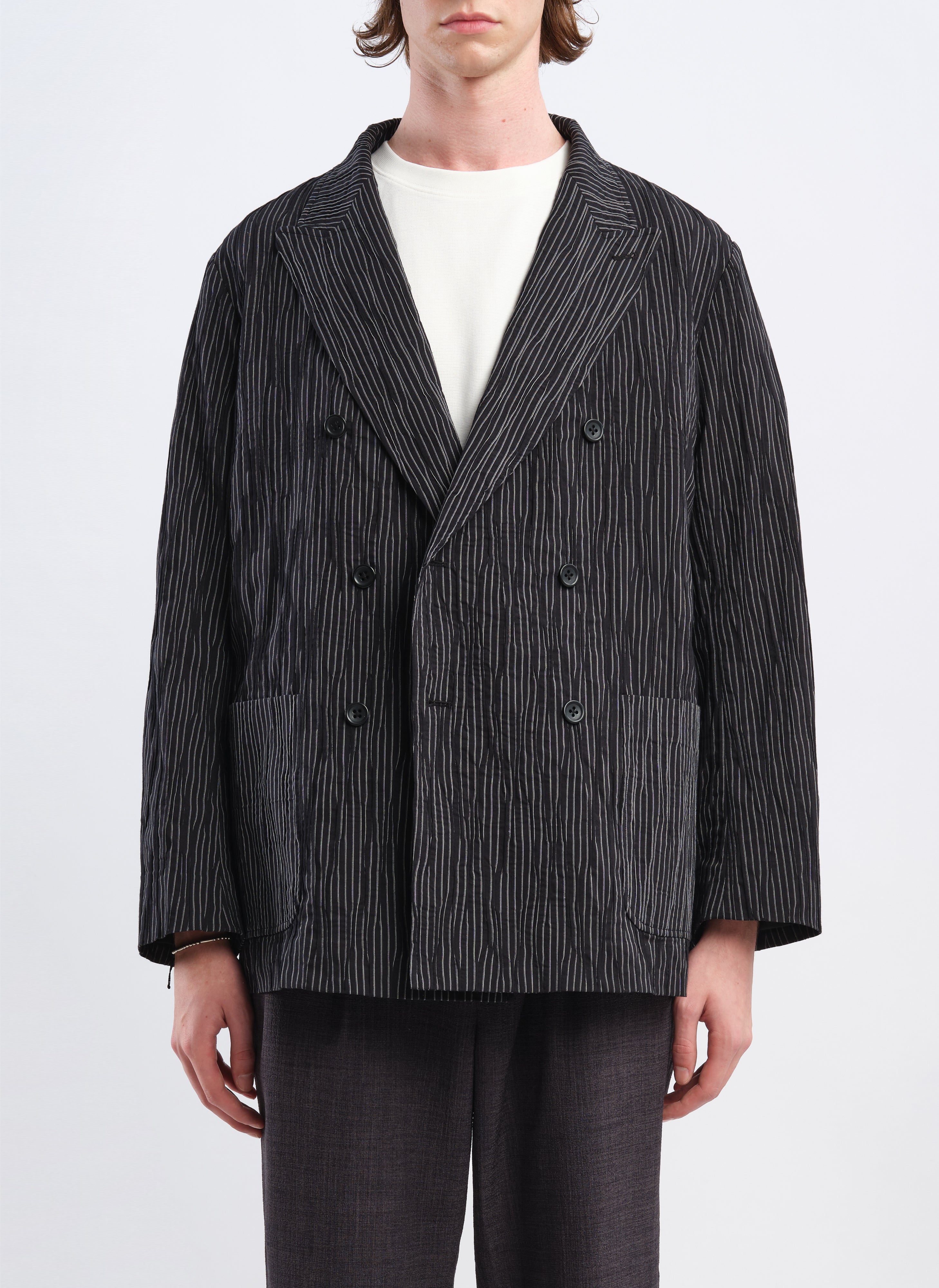 Premium Distorted Cotton Dobby Cloth Double Breasted Blazer for Men - Elegant Business Casual Jacket for Office, Weddings & Formal Events