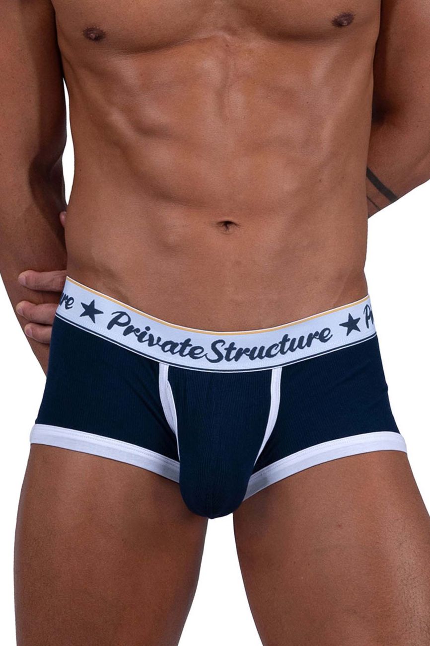 Private Structure Classic Mid Waist Trunks for Men - Comfortable Cotton Underwear with Breathable Fabric - Perfect for Everyday Wear, Gym & Travel