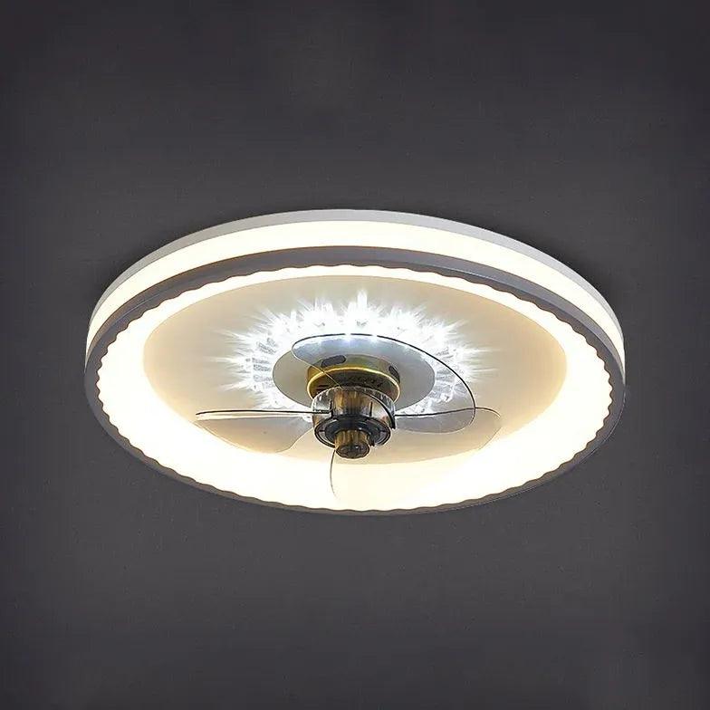 Modern White Ceiling Fan with LED Light - Star Design Decorative Lighting for Bedroom, Living Room & Home Office