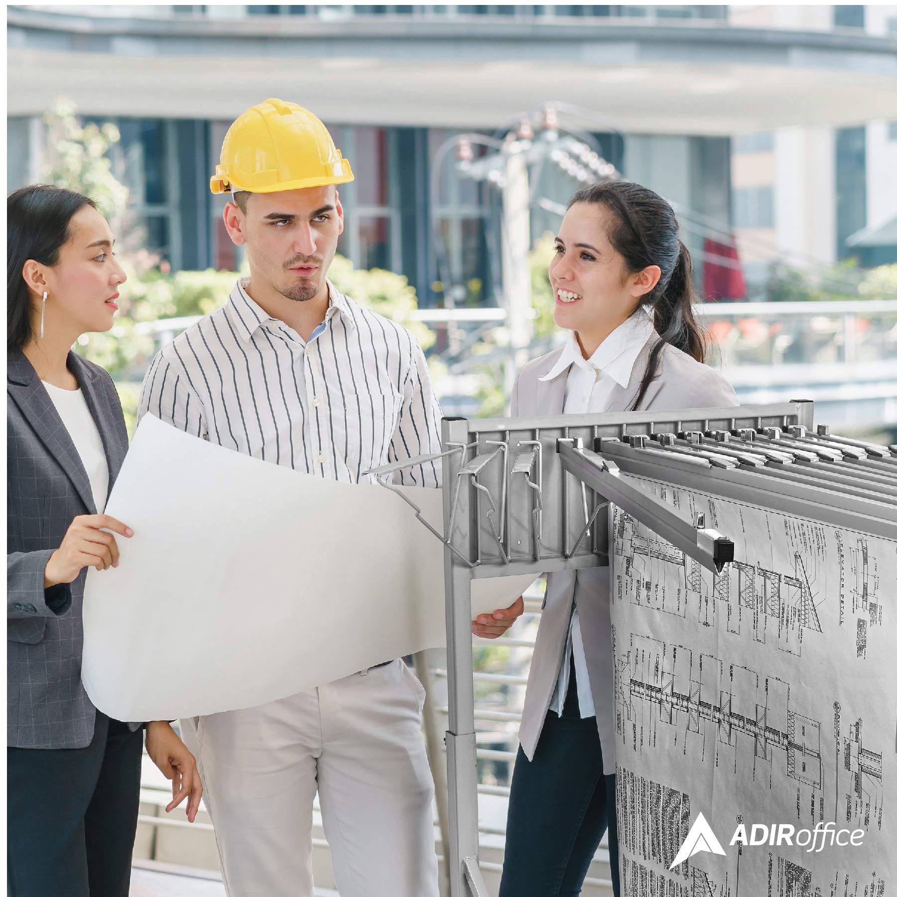 Adir Mobile Blueprint Holder - Heavy Duty Construction Plan Rack, Wall Mounted Map Organizer, Job Site Blueprint Display Stand for Architects, Engineers & Contractors - Perfect for Office, Construction Site & Home Studio (Without Clamps)