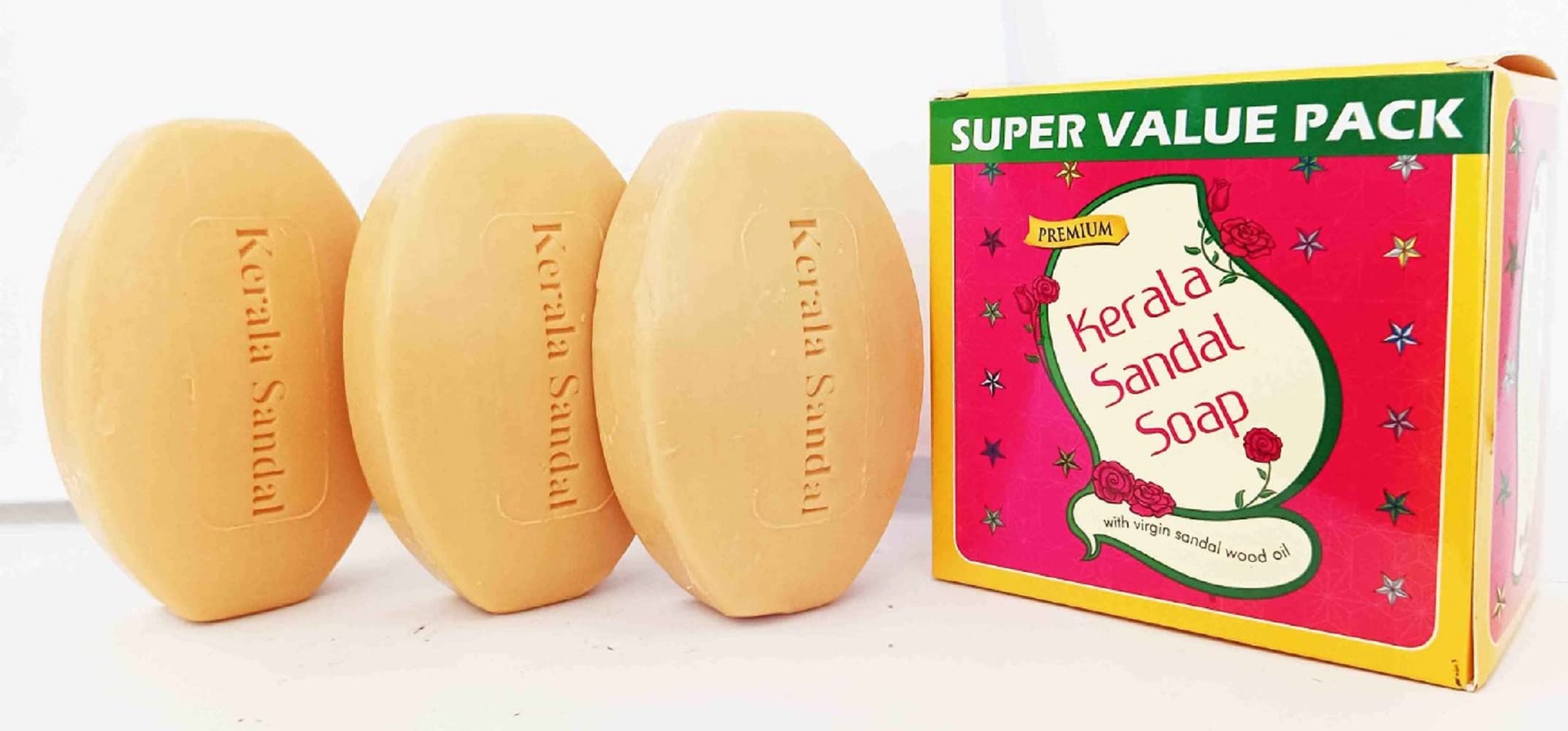 Kerala Sandal Soap Value Pack - 3 x 125g Natural Ayurvedic Soap Bars for Glowing Skin | Perfect for Daily Cleansing, Aromatherapy & Gift Sets