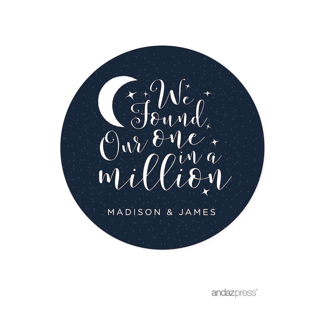 Personalized Round Wedding Stickers - 'Love You to the Moon and Back' Custom Name Labels - 40-Pack for Wedding Favors, Invitations & Decor - Andaz Press Collection