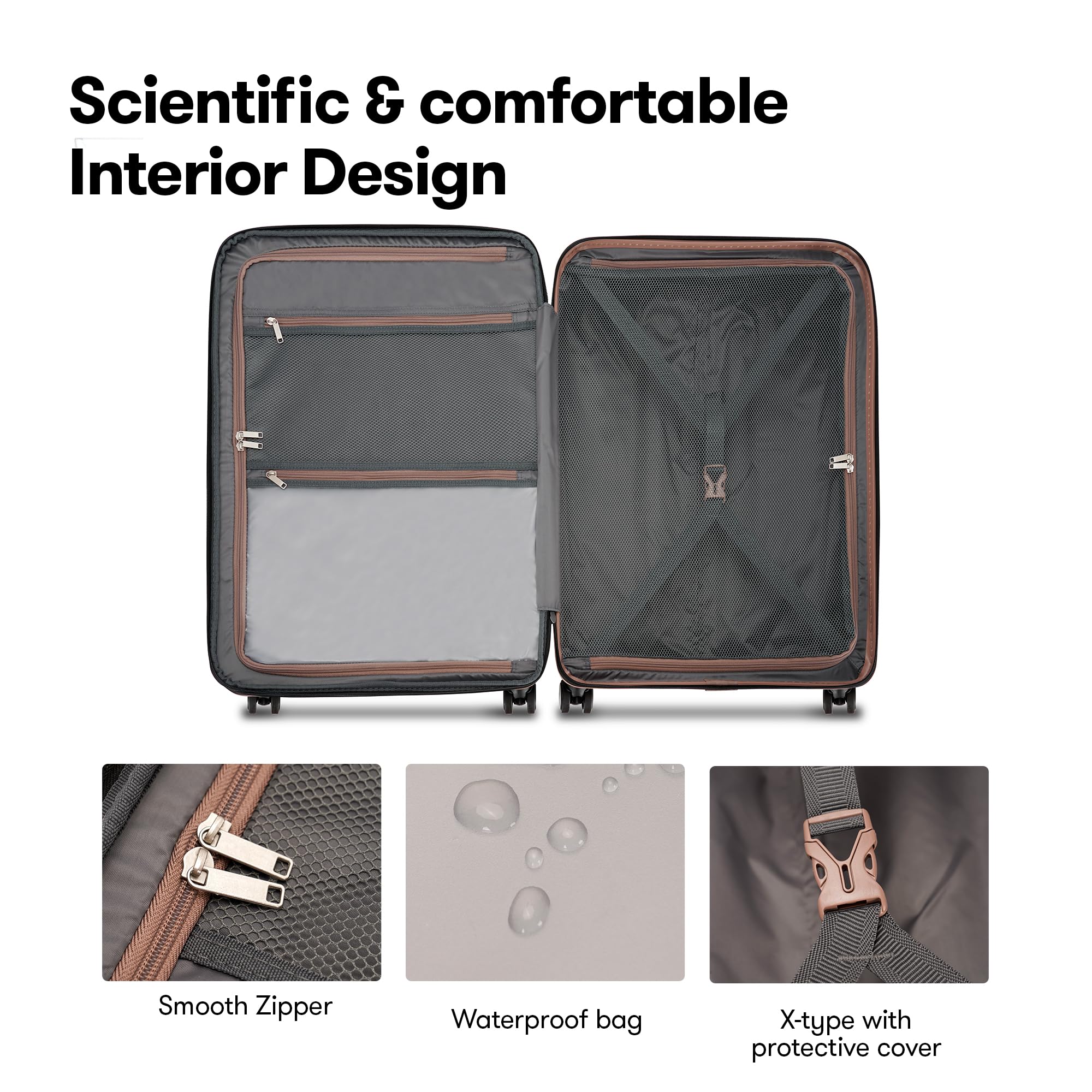 3 Piece Luggage Set for Women - Durable Expandable Spinner Suitcases with TSA Lock (20in 25in 29in) Rose Gold - Perfect for Travel, Business Trips & Vacations