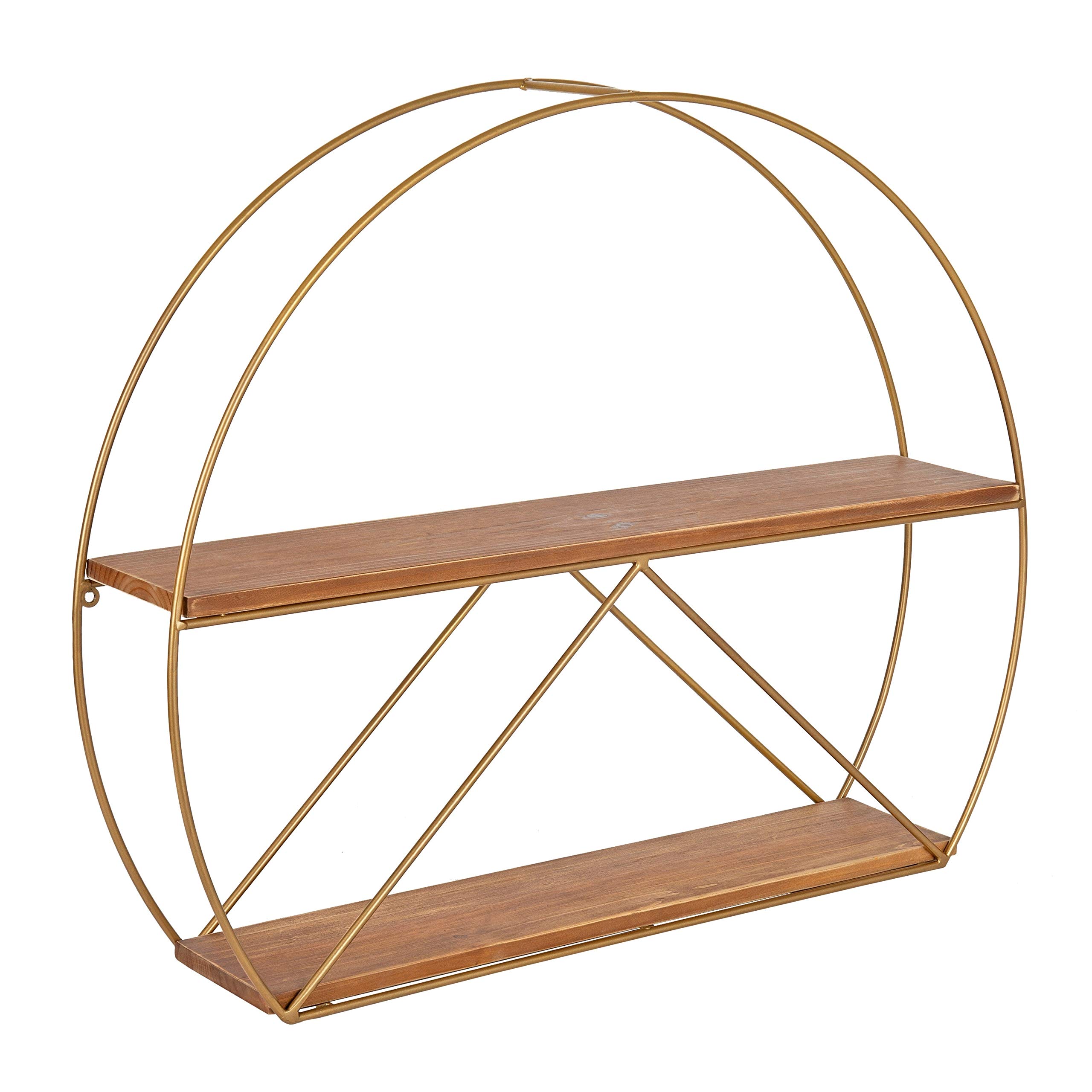 Mid-Century Modern Brown Metal Wall Shelf - Stylish Storage for Living Room, Bedroom & Office Decor