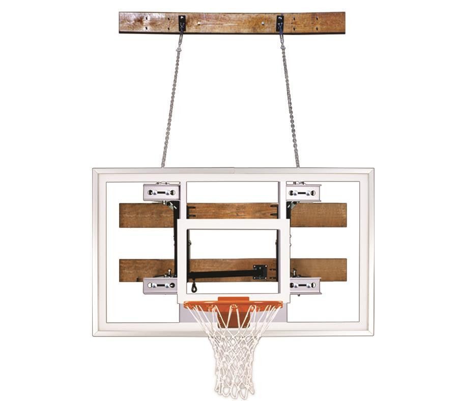 First Team FoldaMount68 Folding Wall Mount Basketball Hoop - Adjustable Height Backboard for Driveway, Gym & Outdoor Play