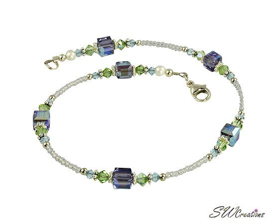 Sylvan Beauty Lilac Flower Anklet Bracelet for Women - Elegant Adjustable Ankle Chain Jewelry for Summer Beach, Boho Festival & Wedding Accessories