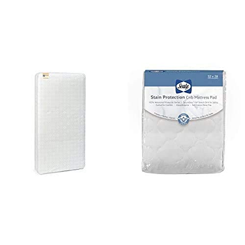 Sealy Perfect Rest Waterproof Baby Crib Mattress & Toddler Mattress with Stain Protection Pad - 52